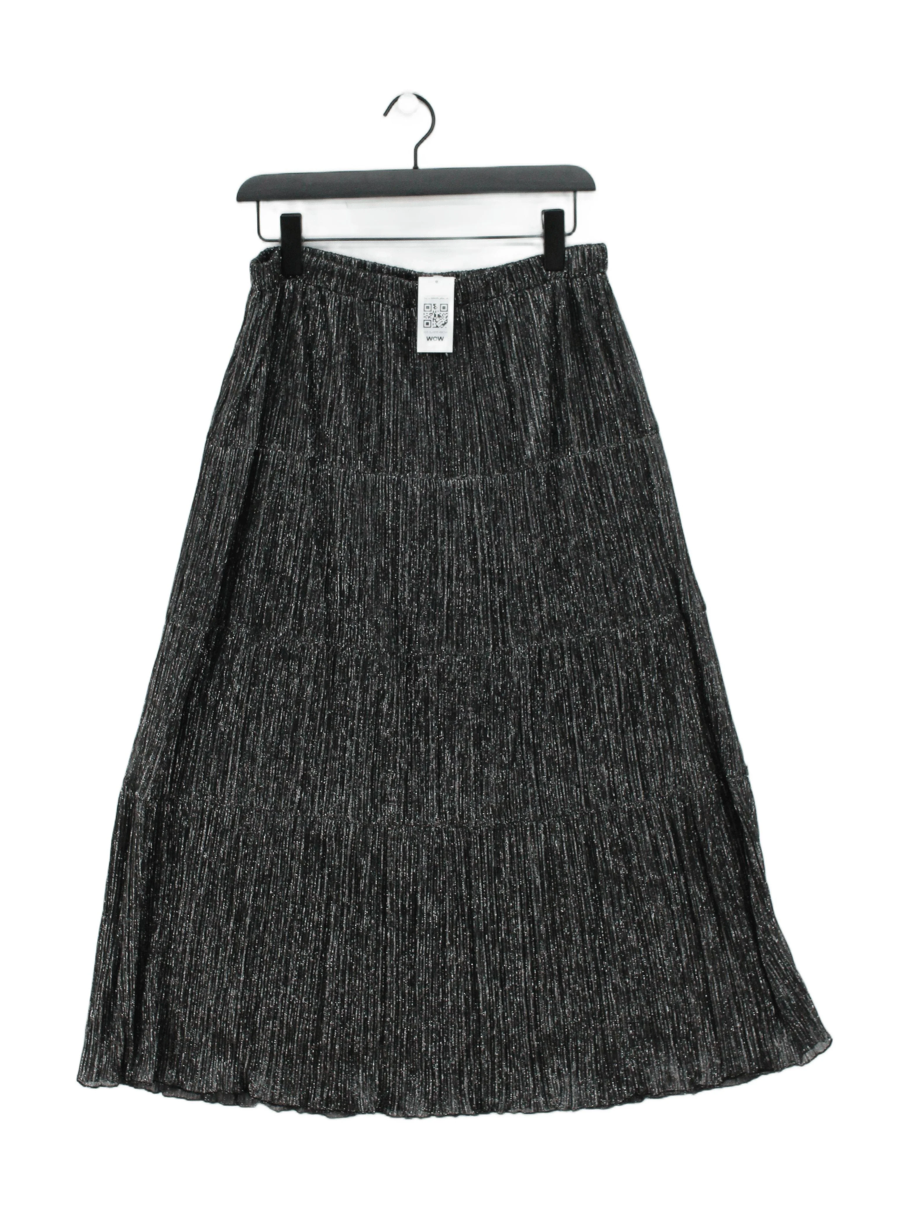 Hush Women's Midi Skirt UK 12 Black Polyester with Polyester Midi Pleated
