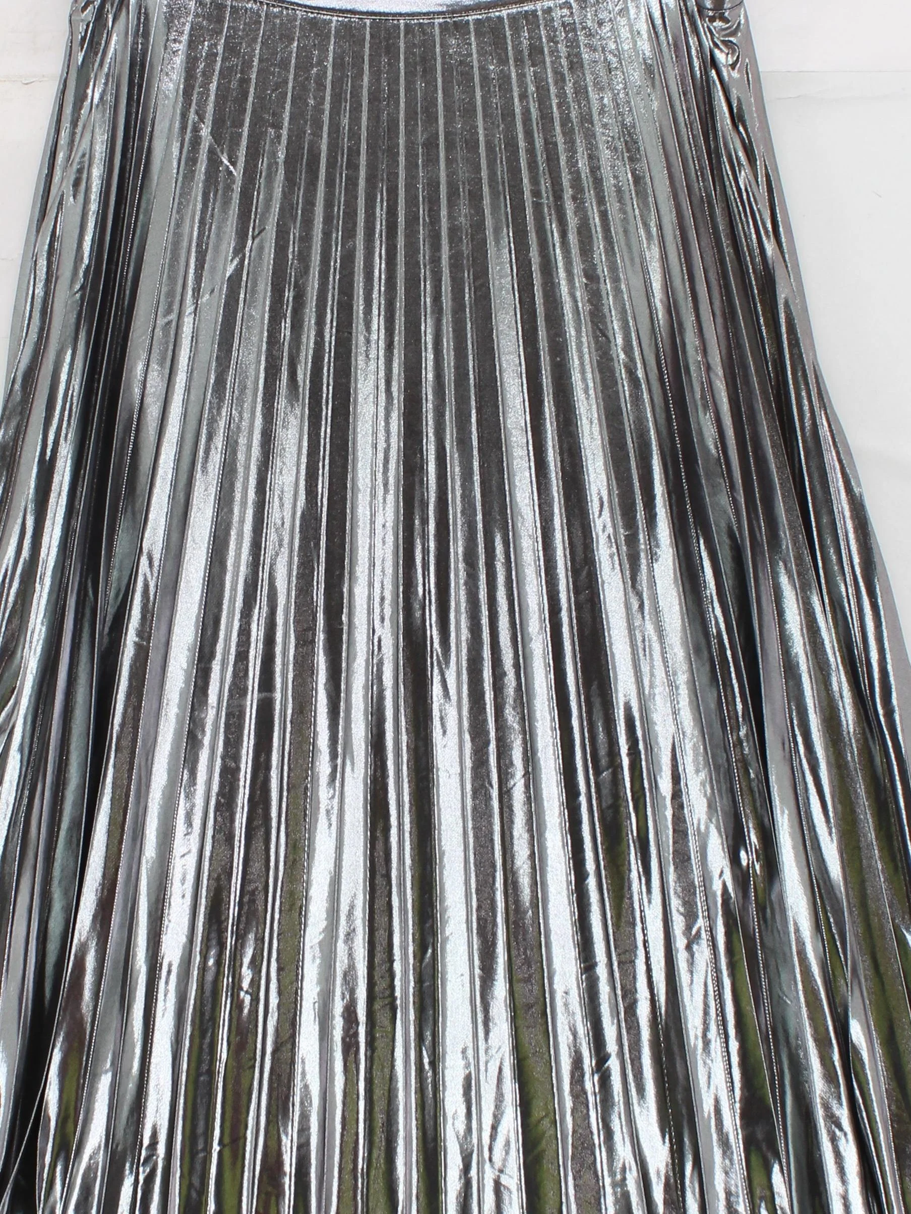Hush Women's Midi Skirt UK 14 Silver Polyester with Elastane Midi Pleated - Image 3