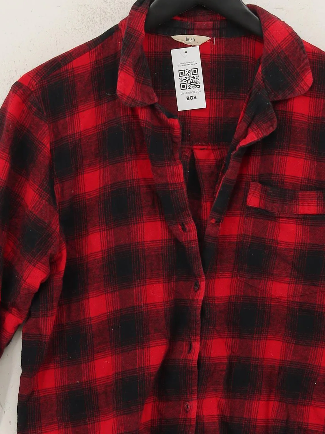 Hush Women's Shirt M Multi Checkered 100% Cotton Long Sleeve Collared Basic - Image 3