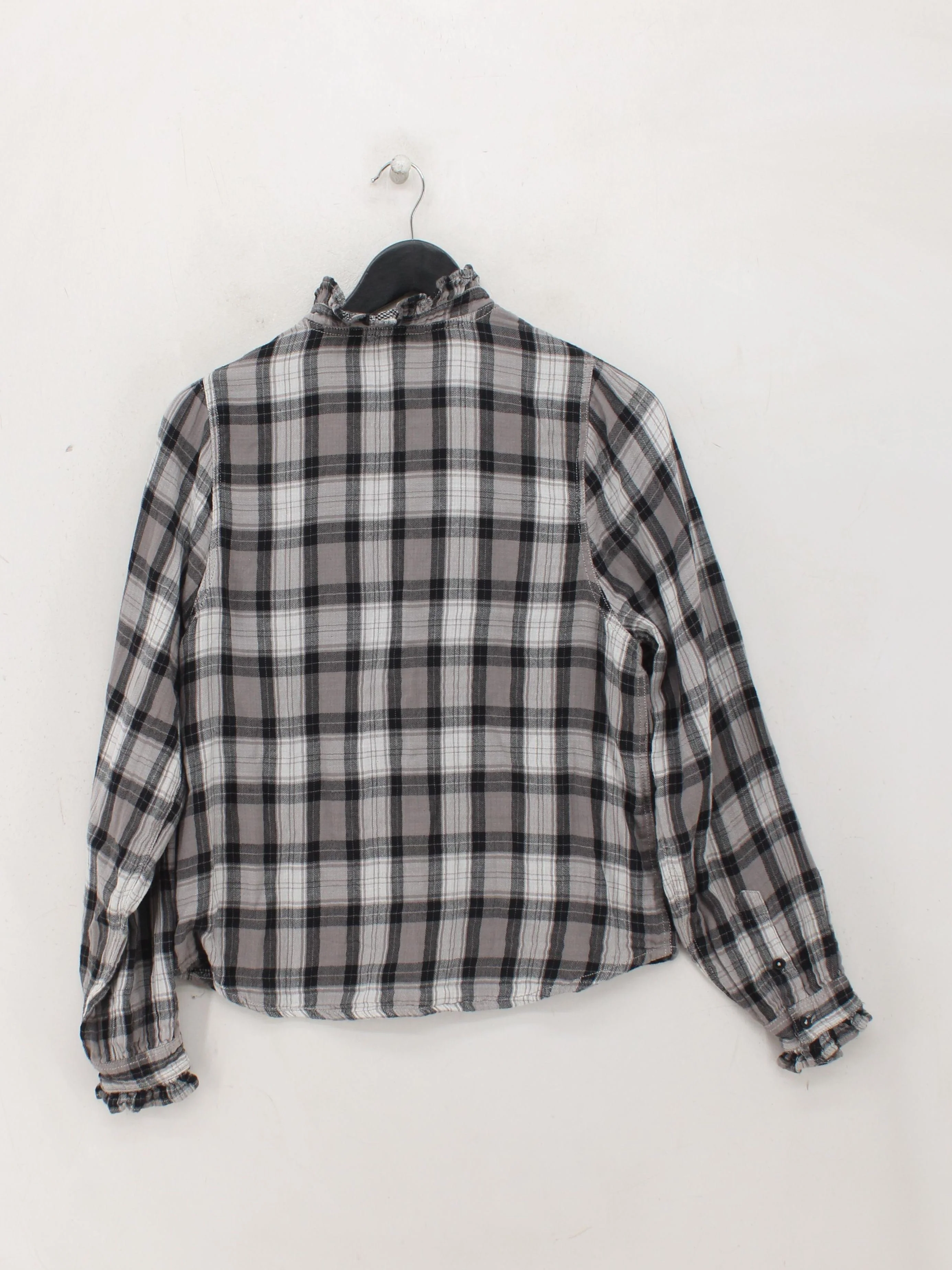 Hush Women's Shirt S Multi Checkered 100% Cotton Long Sleeve Collared Basic - Image 2