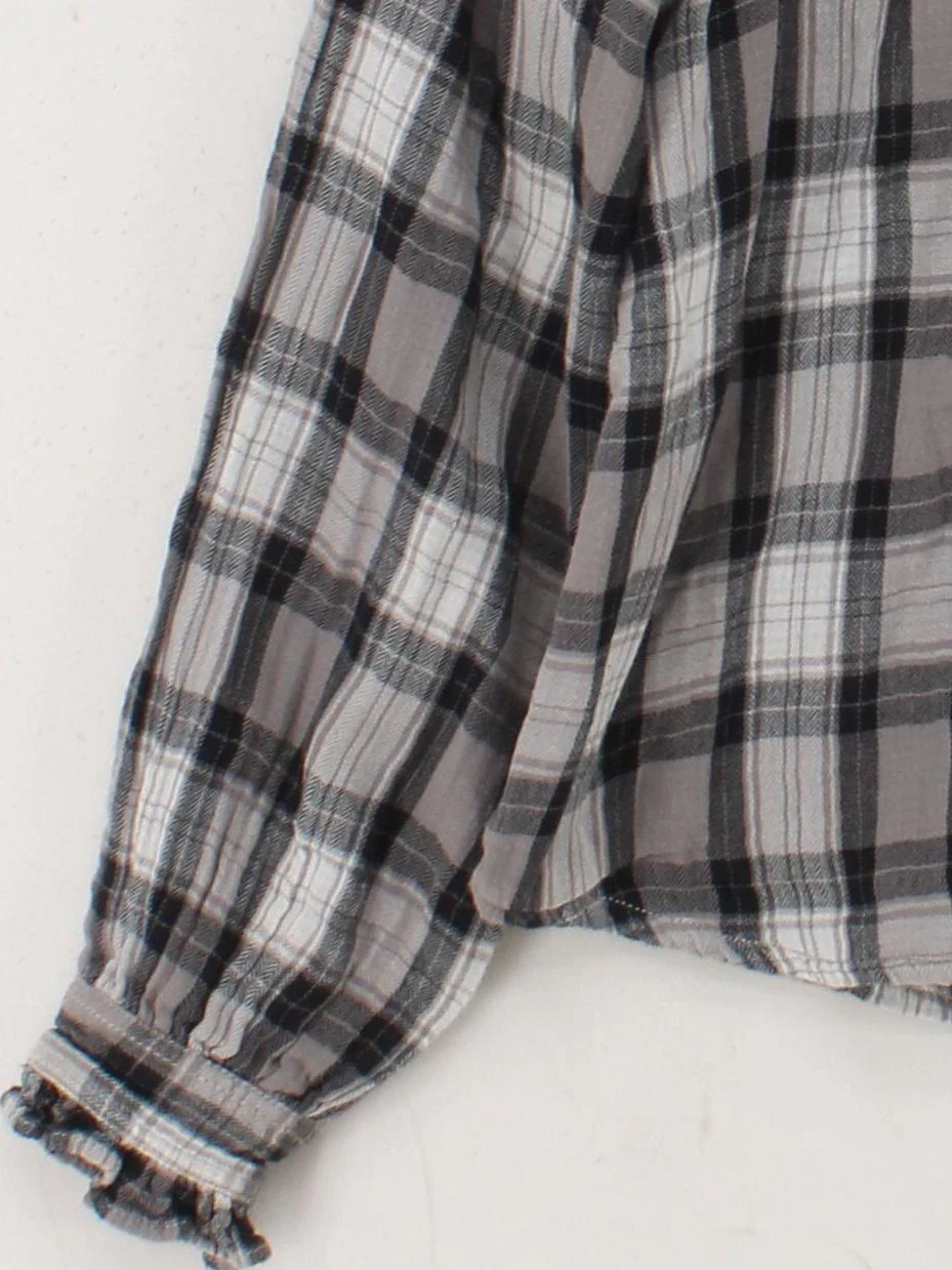 Hush Women's Shirt S Multi Checkered 100% Cotton Long Sleeve Collared Basic - Image 4