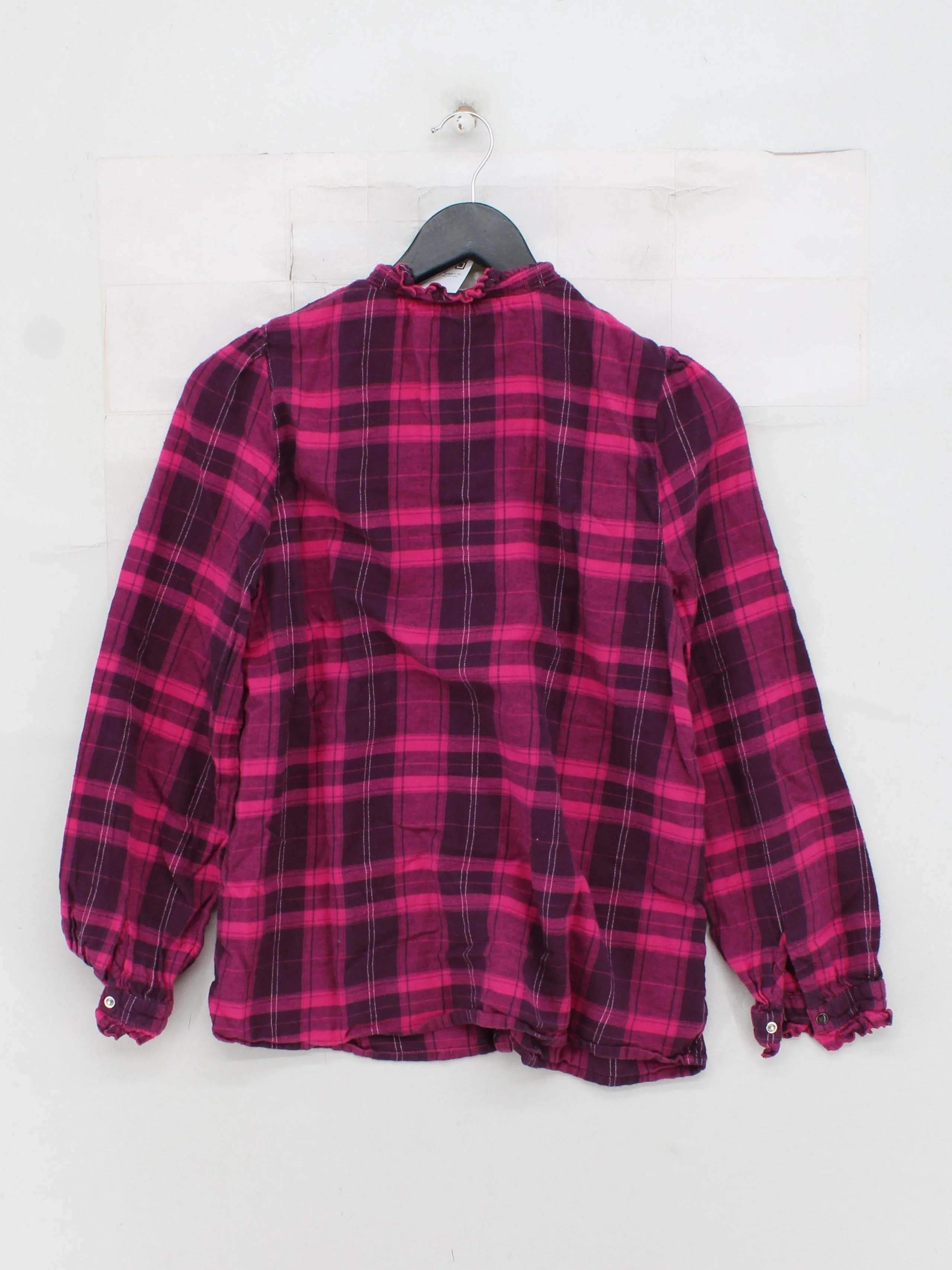 Hush Women's Shirt UK 10 Pink Checkered 100% Cotton Long Sleeve Collared Basic - Image 2