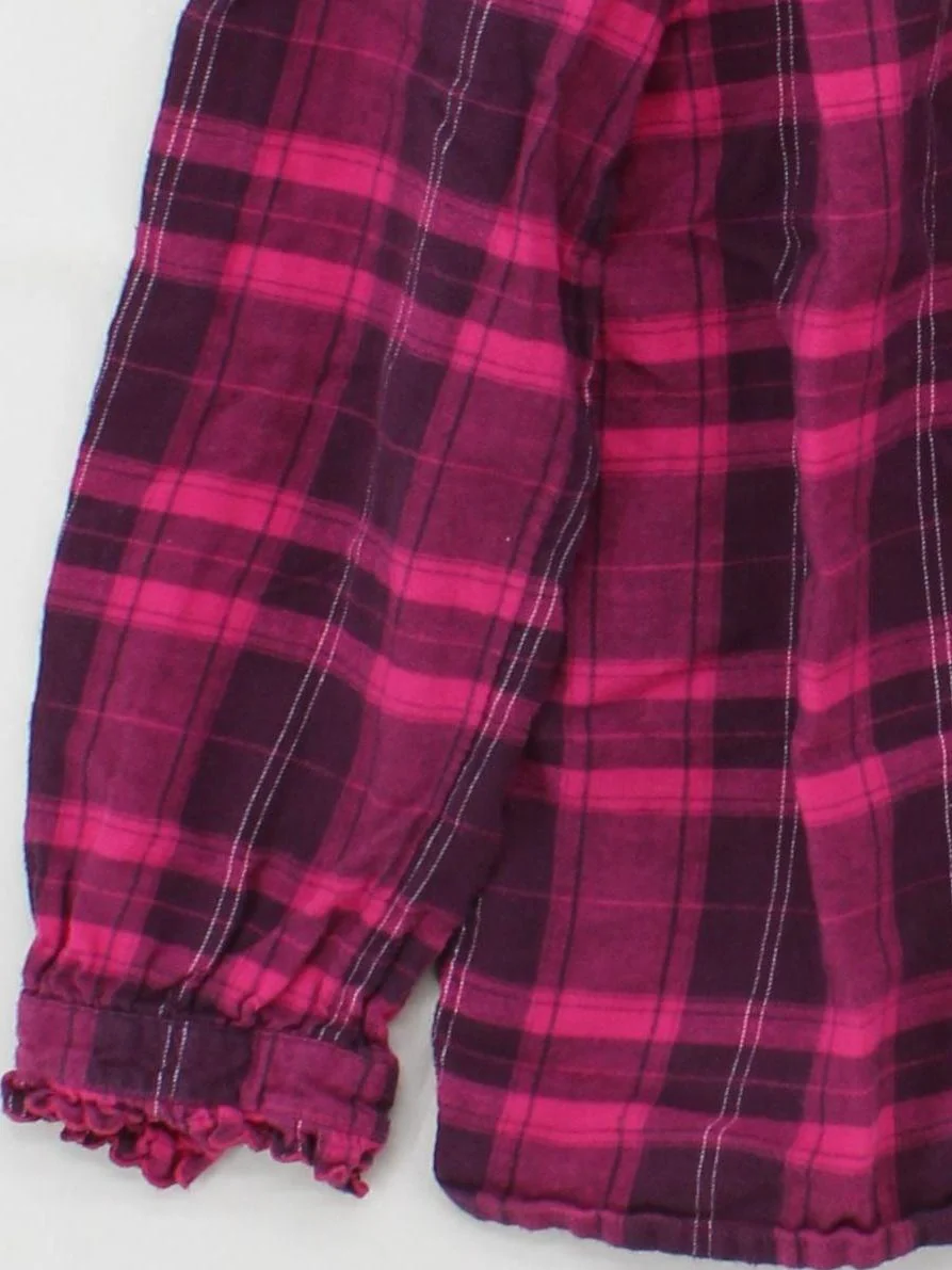 Hush Women's Shirt UK 10 Pink Checkered 100% Cotton Long Sleeve Collared Basic - Image 4