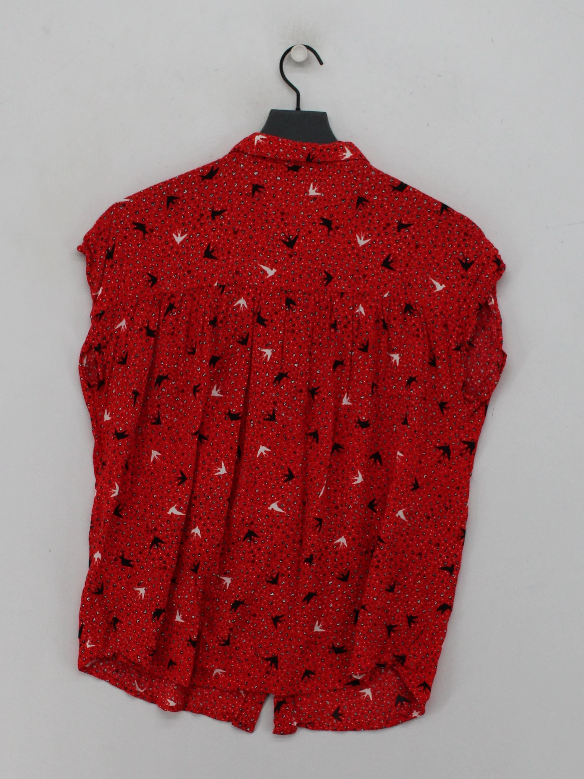 Hush Women's Shirt UK 12 Red 100% Viscose Short Sleeve Collared Basic - Image 2