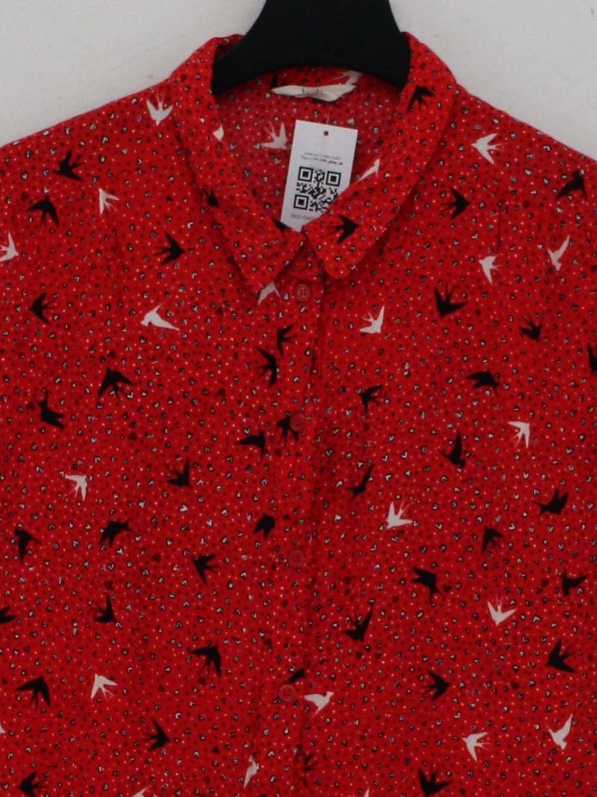 Hush Women's Shirt UK 12 Red 100% Viscose Short Sleeve Collared Basic - Image 3