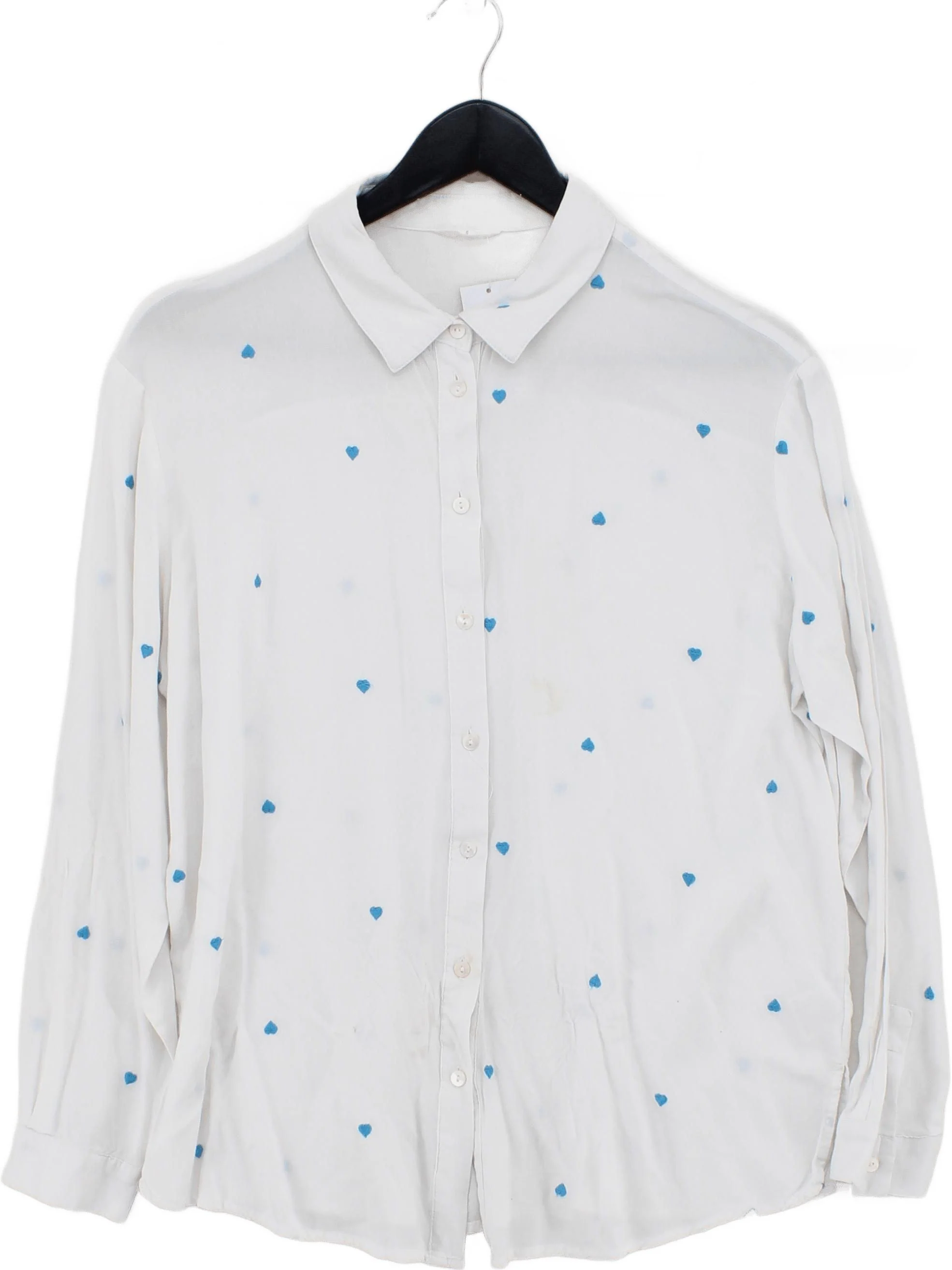 Hush Women's Shirt UK 8 White 100% Viscose Long Sleeve Collared Basic