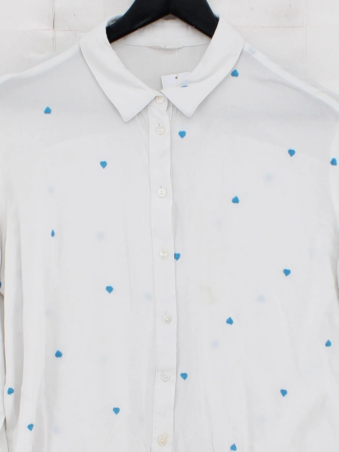 Hush Women's Shirt UK 8 White 100% Viscose Long Sleeve Collared Basic - Image 3