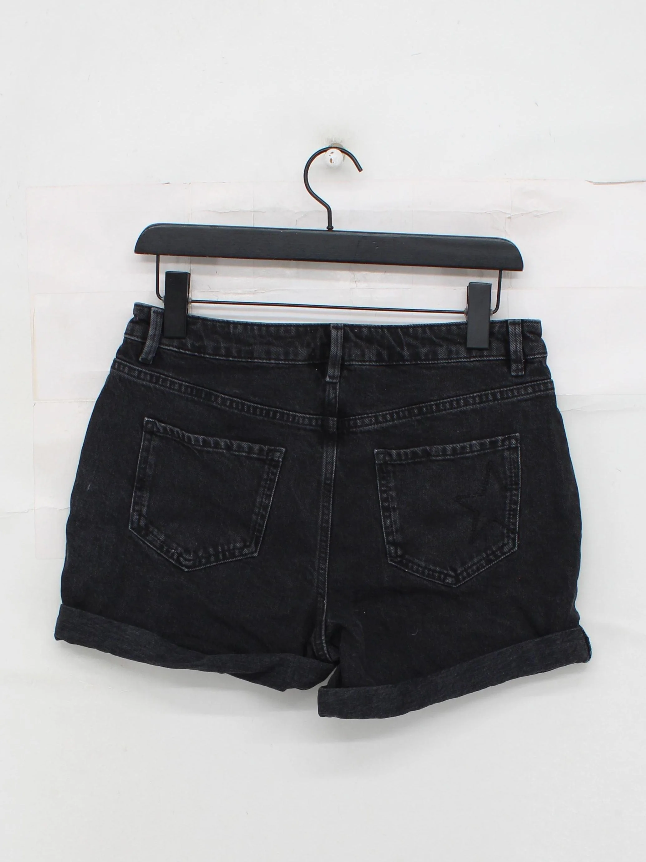 Hush Women's Shorts UK 10 Black Cotton with Elastane Mom - Image 2