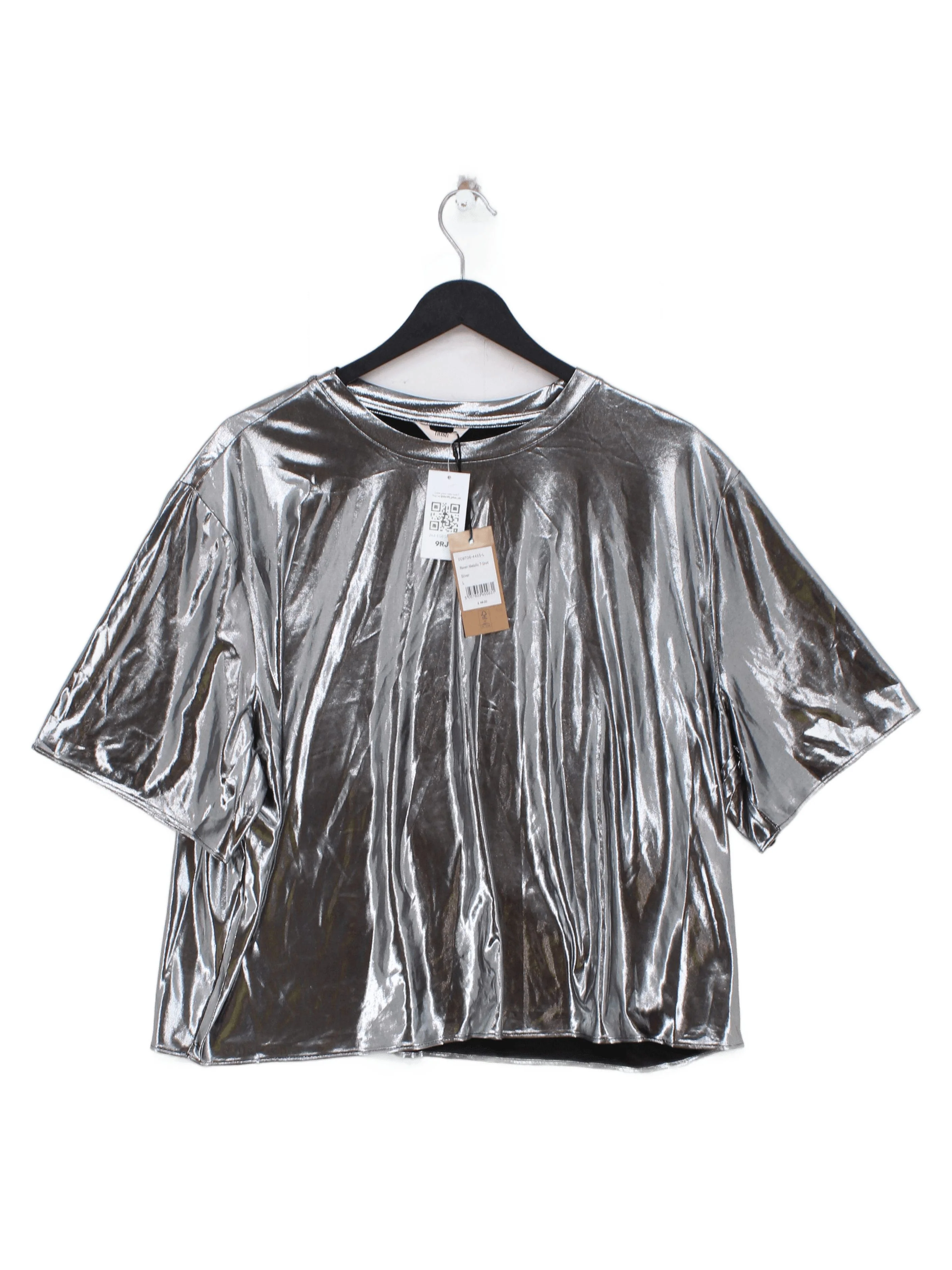 Hush Women's T-Shirt L Silver Polyester with Elastane Basic New with tags