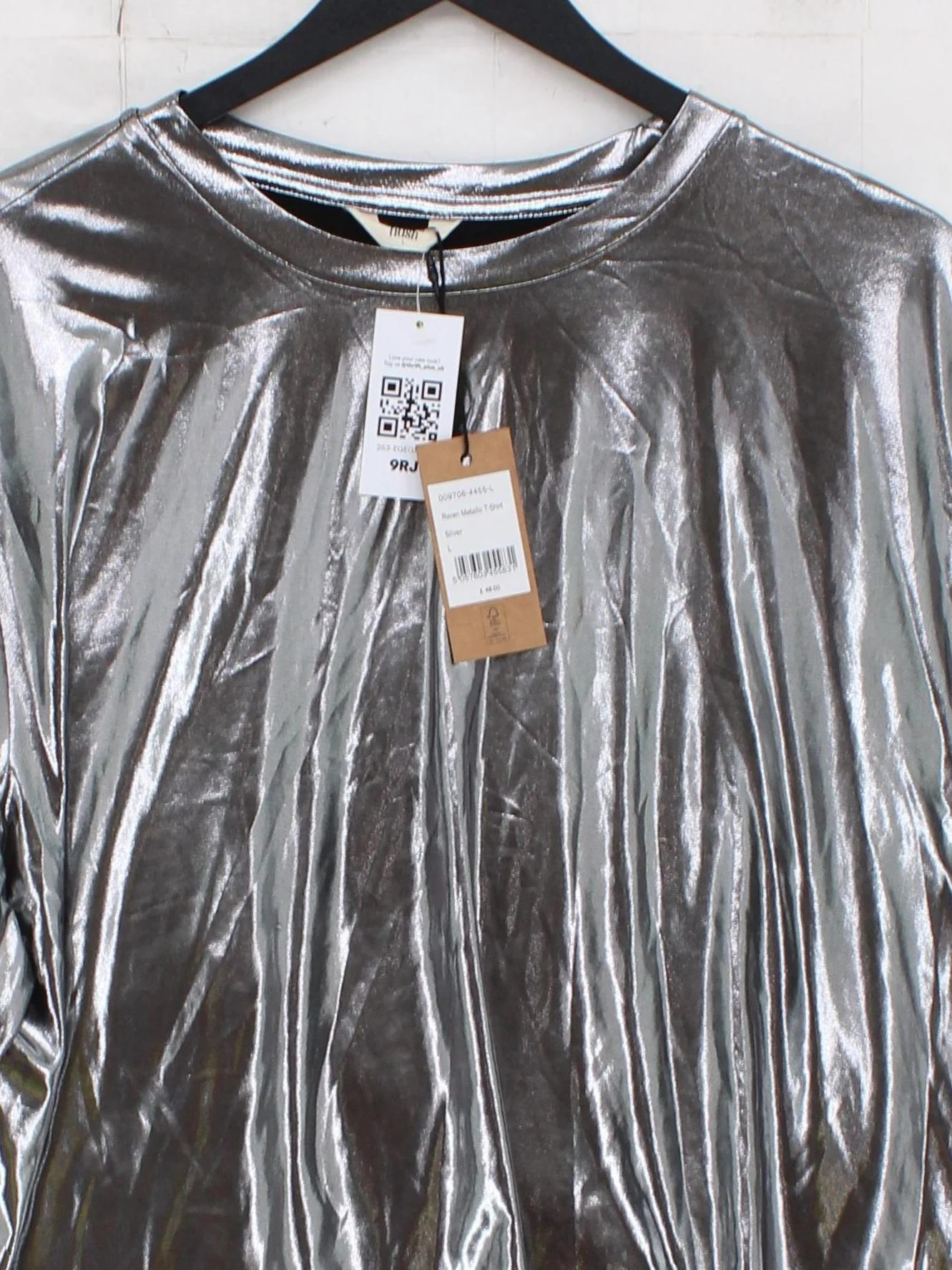 Hush Women's T-Shirt L Silver Polyester with Elastane Basic New with tags - Image 3