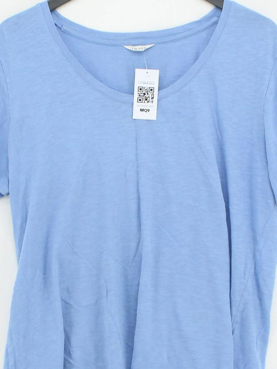 Hush Women's T-Shirt M Blue 100% Cotton Short Sleeve V-Neck Basic - Image 3