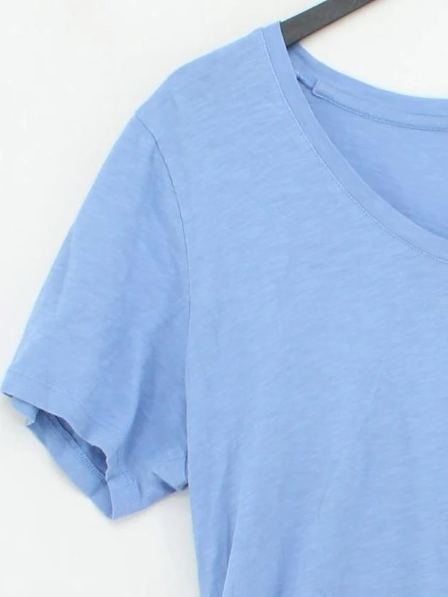 Hush Women's T-Shirt M Blue 100% Cotton Short Sleeve V-Neck Basic - Image 4