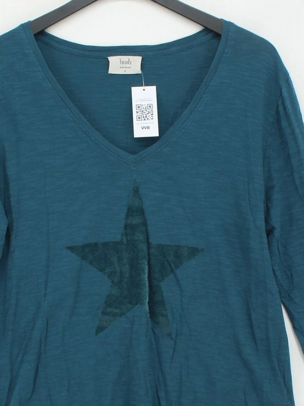 Hush Women's T-Shirt M Blue Graphic 100% Cotton Short Sleeve V-Neck Basic - Image 3