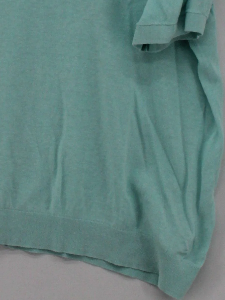 Hush Women's T-Shirt M Blue Linen with Cotton Short Sleeve V-Neck Basic - Image 4