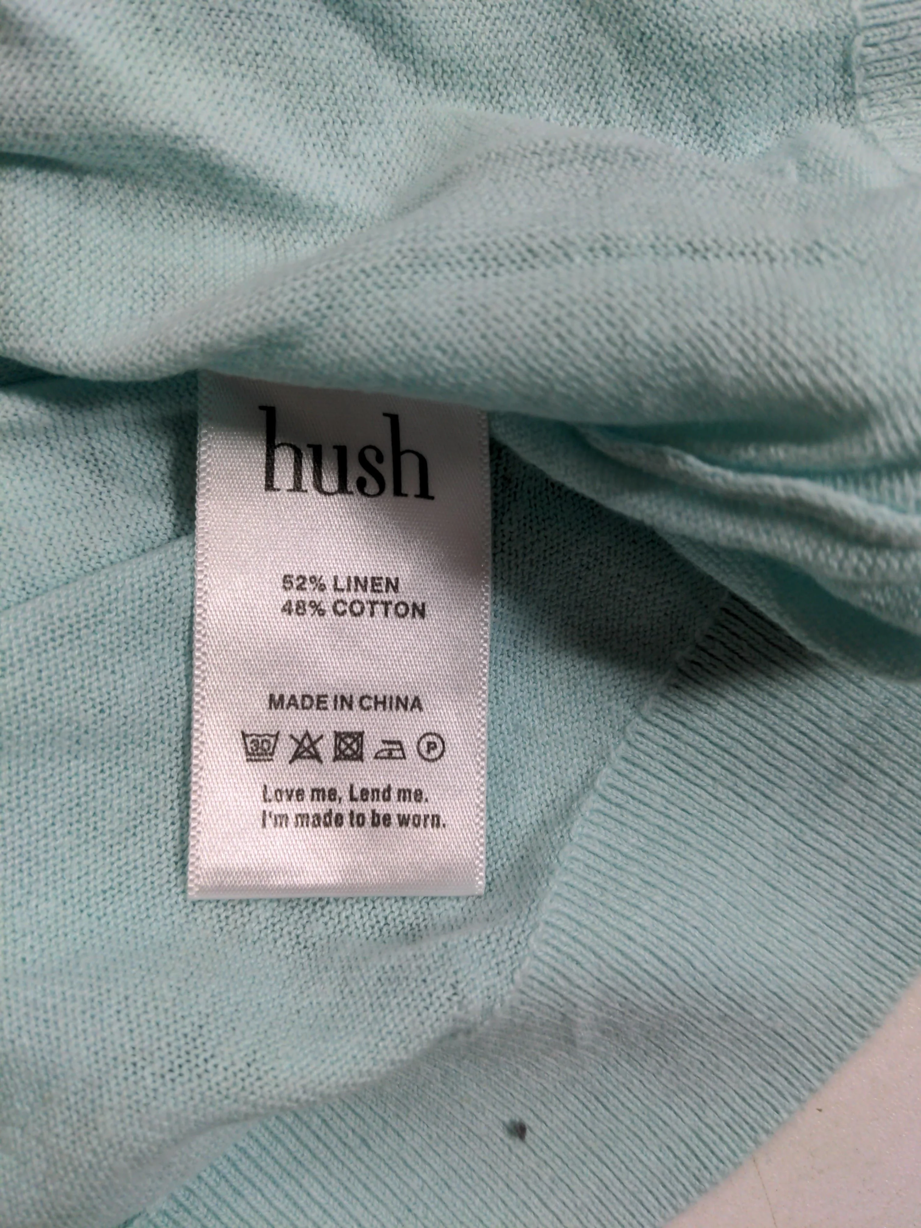 Hush Women's T-Shirt M Blue Linen with Cotton Short Sleeve V-Neck Basic - Image 6