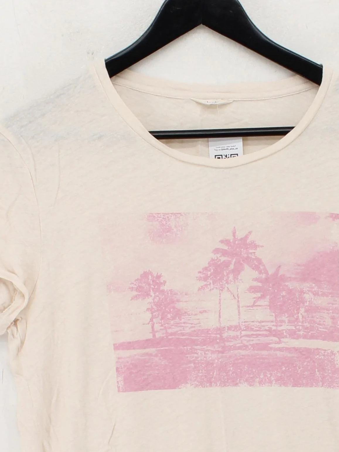 Hush Women's T-Shirt S Cream Linen with Viscose, Cotton Basic - Image 3