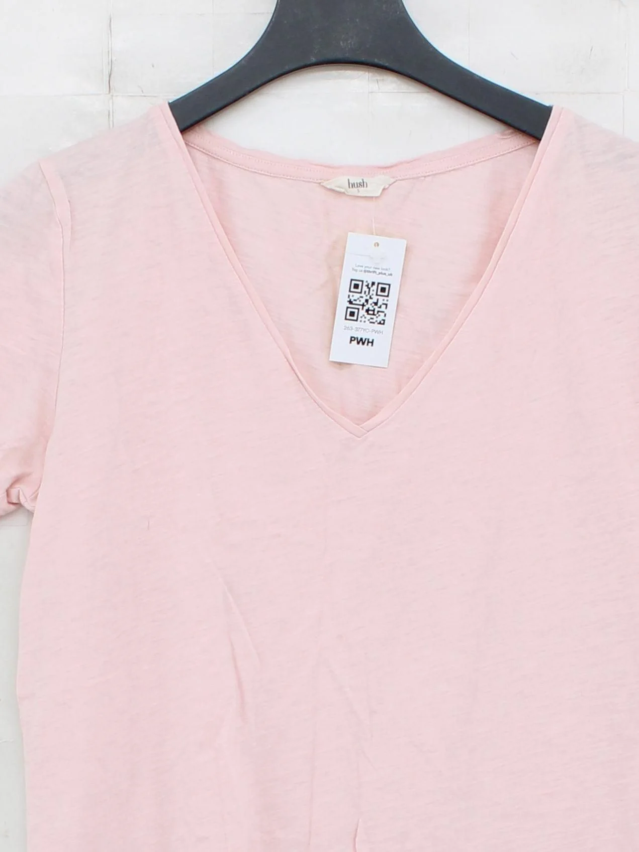 Hush Women's T-Shirt S Pink 100% Cotton Short Sleeve V-Neck Basic - Image 3