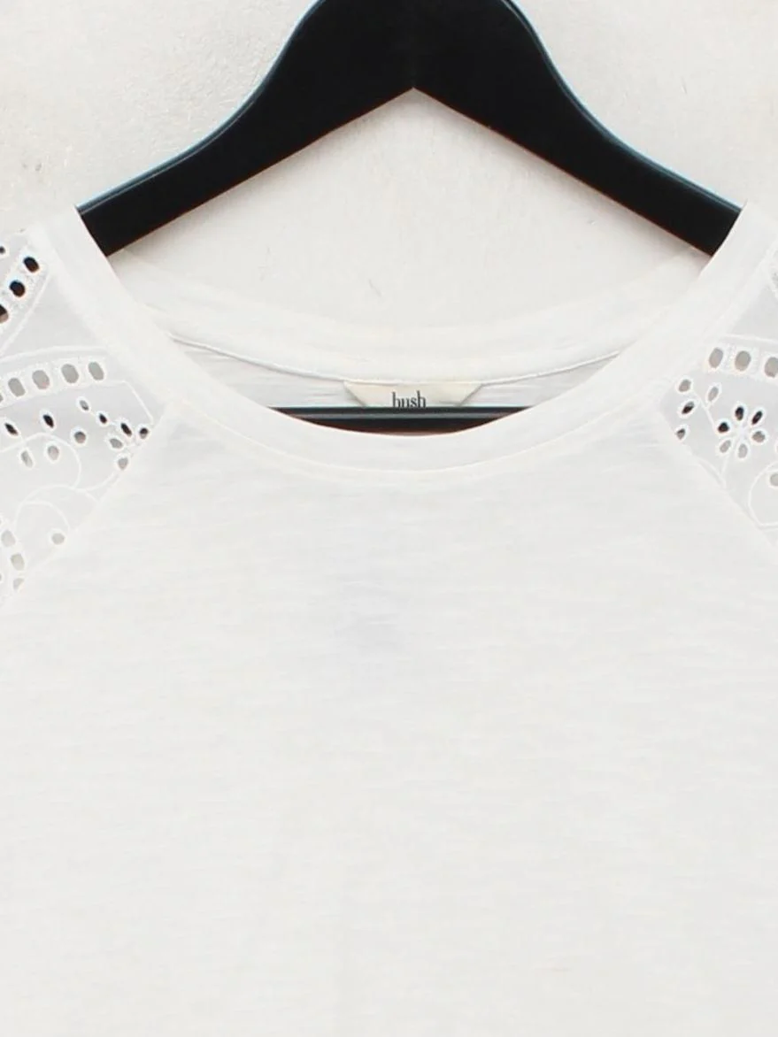 Hush Women's T-Shirt UK 8 White 100% Cotton Short Sleeve Round Neck Basic - Image 3