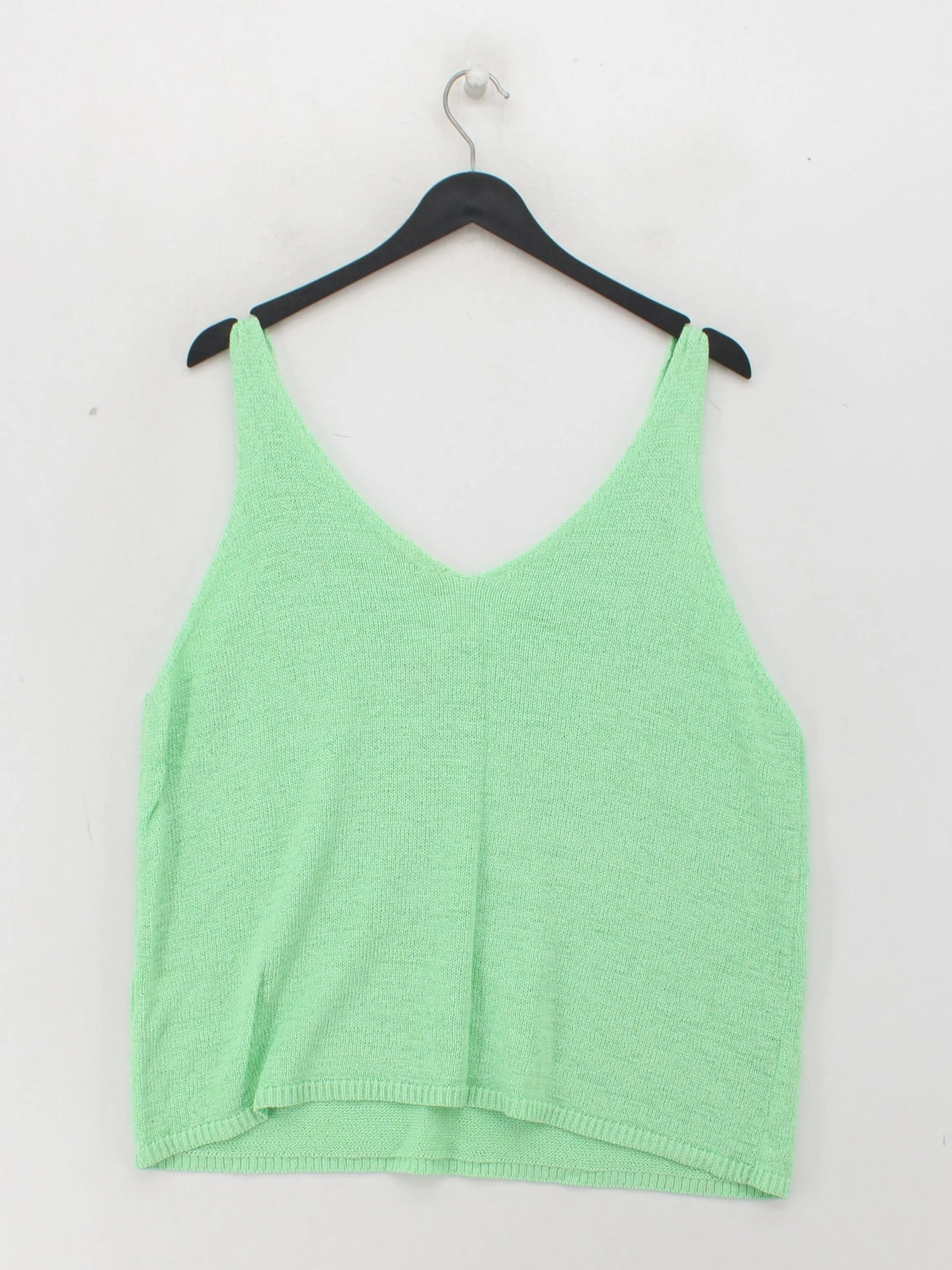 Hush Women's T-Shirt XL Green Linen with Cotton, Nylon Sleeveless V-Neck Basic - Image 2