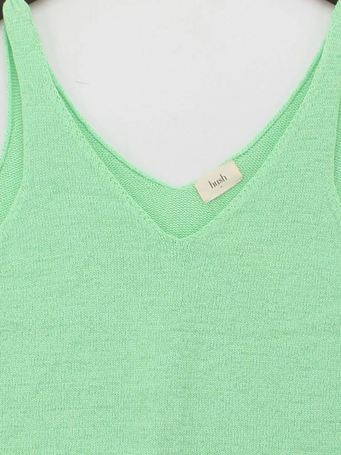 Hush Women's T-Shirt XL Green Linen with Cotton, Nylon Sleeveless V-Neck Basic - Image 3