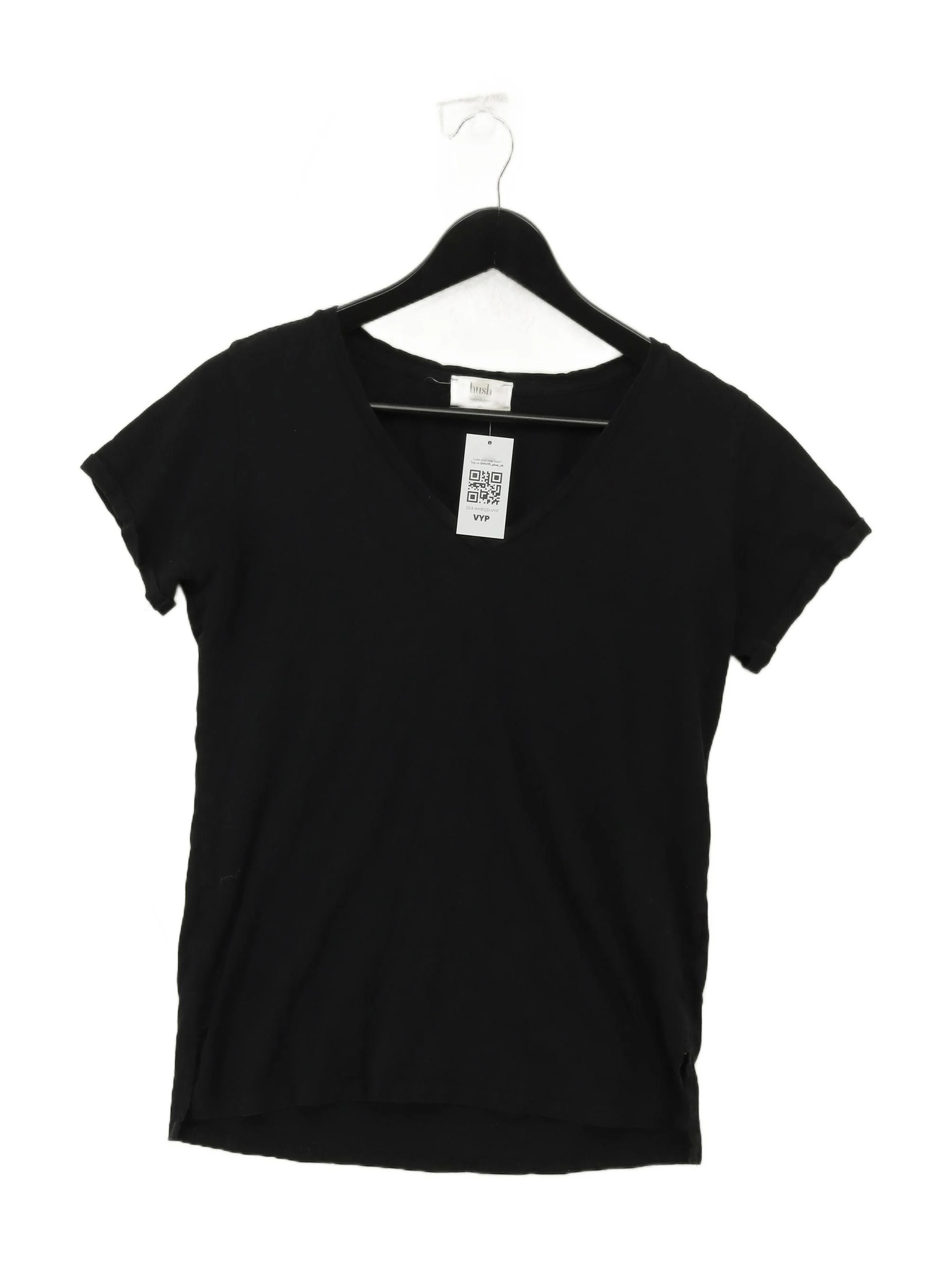 Hush Women's T-Shirt XS Black 100% Cotton Short Sleeve V-Neck Basic
