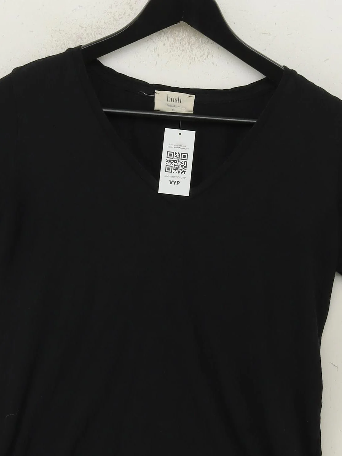 Hush Women's T-Shirt XS Black 100% Cotton Short Sleeve V-Neck Basic - Image 3