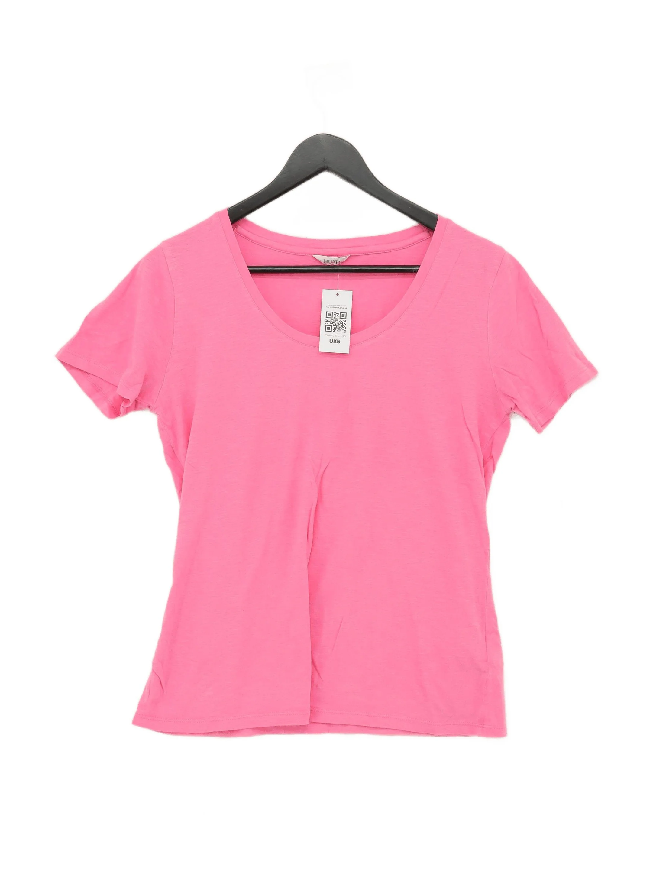 Hush Women's T-Shirt XS Pink 100% Cotton Short Sleeve Round Neck Basic