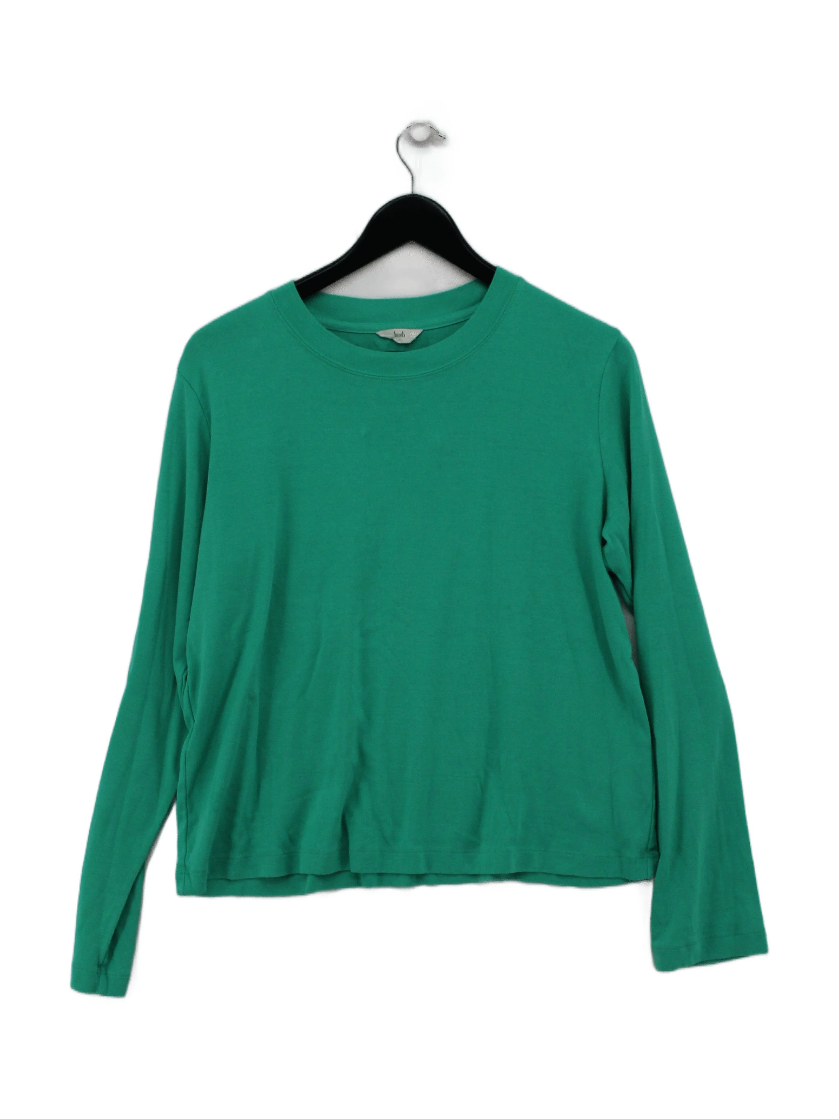 Hush Women's Top L Green 100% Cotton Long Sleeve Round Neck Basic