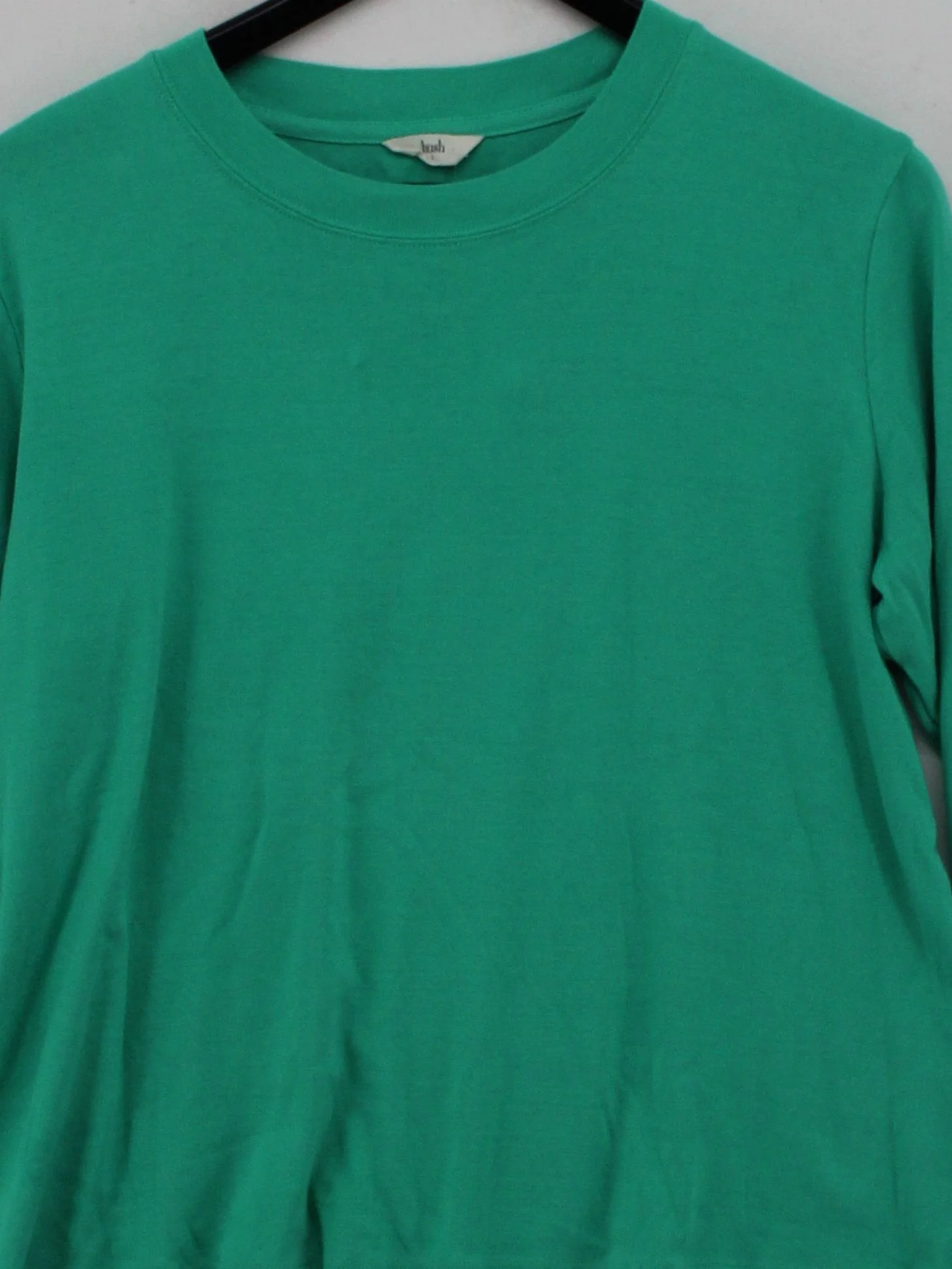 Hush Women's Top L Green 100% Cotton Long Sleeve Round Neck Basic - Image 3