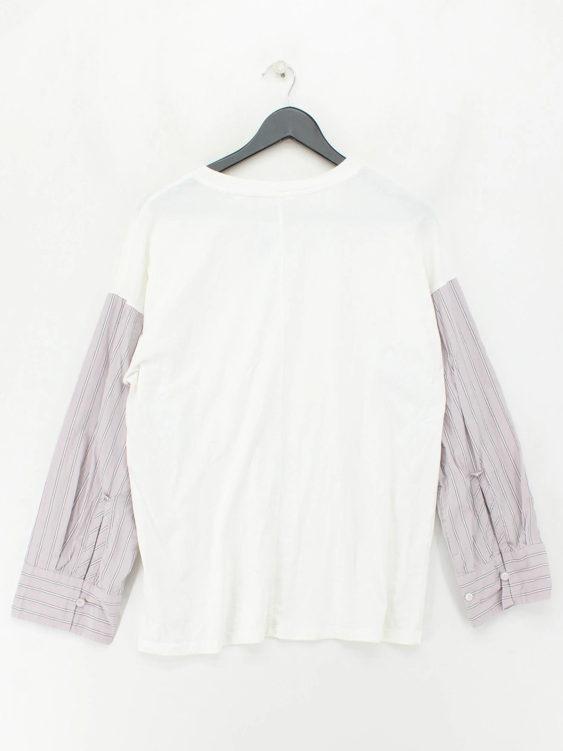Hush Women's Top M White Striped 100% Cotton Long Sleeve Round Neck Basic - Image 2