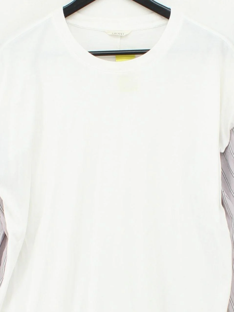 Hush Women's Top M White Striped 100% Cotton Long Sleeve Round Neck Basic - Image 3