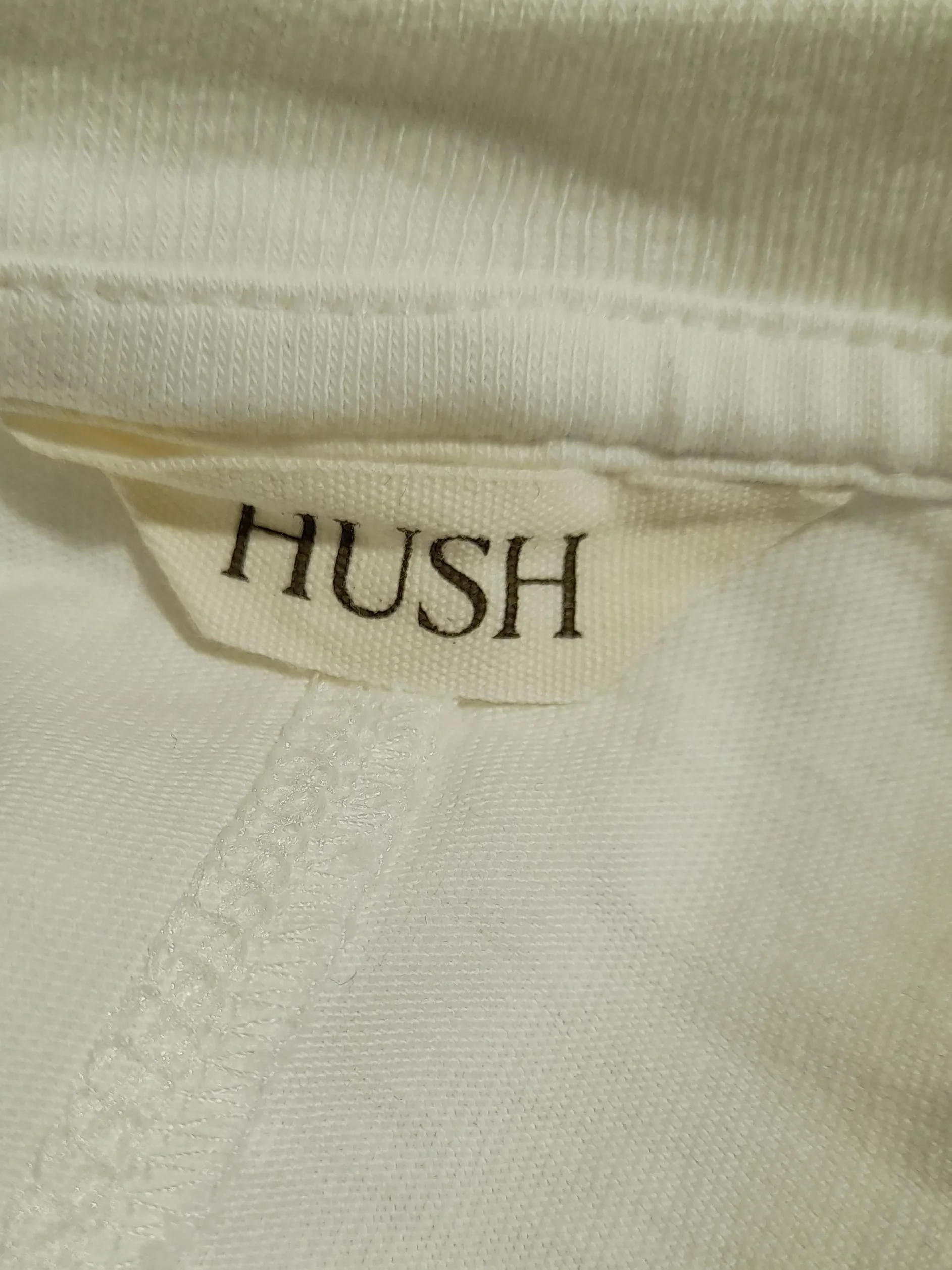 Hush Women's Top M White Striped 100% Cotton Long Sleeve Round Neck Basic - Image 5
