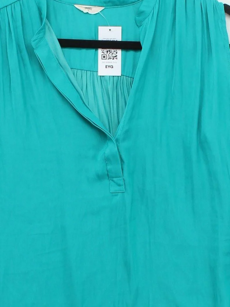 Hush Women's Top UK 10 Green 100% Polyester Sleeveless V-Neck Basic - Image 3