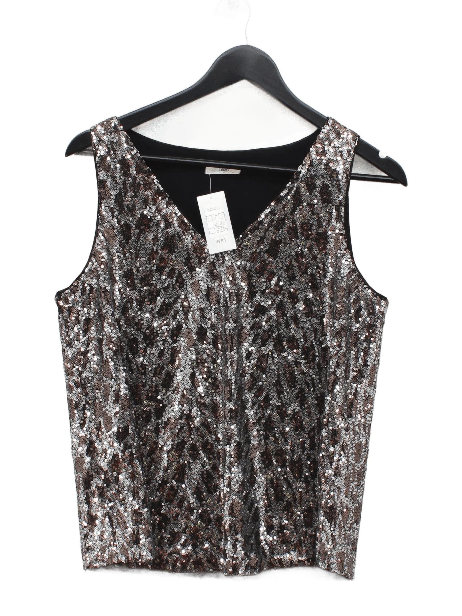 Hush Women's Top UK 10 Multi Polyester with Viscose Sleeveless V-Neck Basic