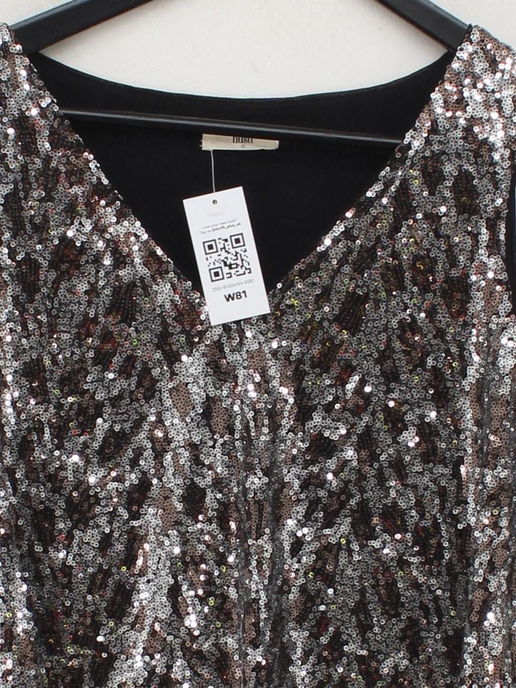 Hush Women's Top UK 10 Multi Polyester with Viscose Sleeveless V-Neck Basic - Image 3