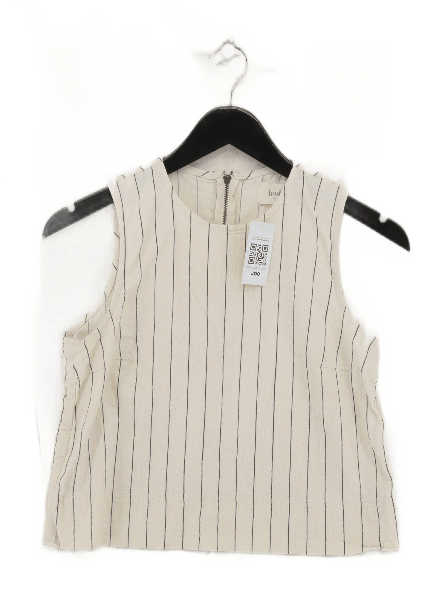 Hush Women's Top UK 10 White Striped 100% Other Sleeveless Round Neck Basic