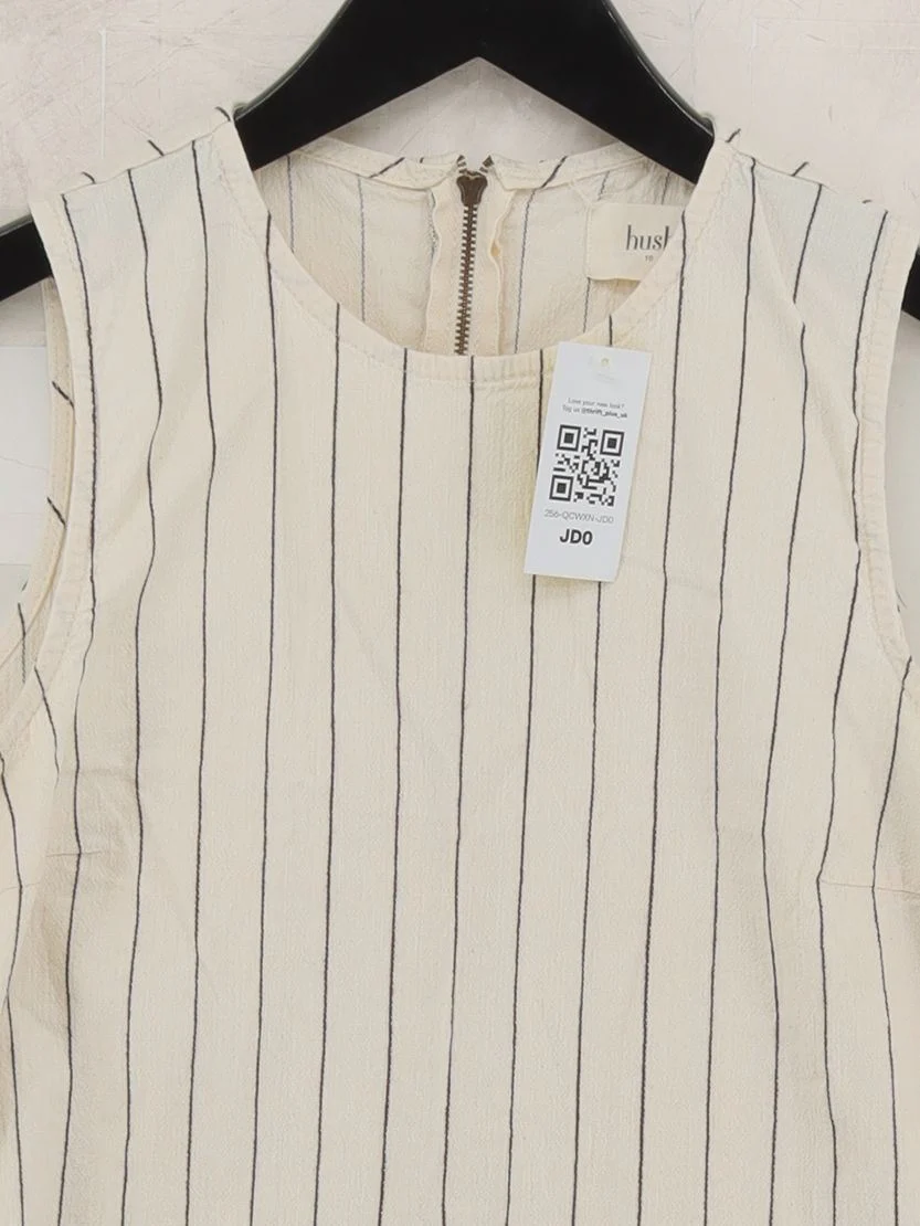 Hush Women's Top UK 10 White Striped 100% Other Sleeveless Round Neck Basic - Image 3
