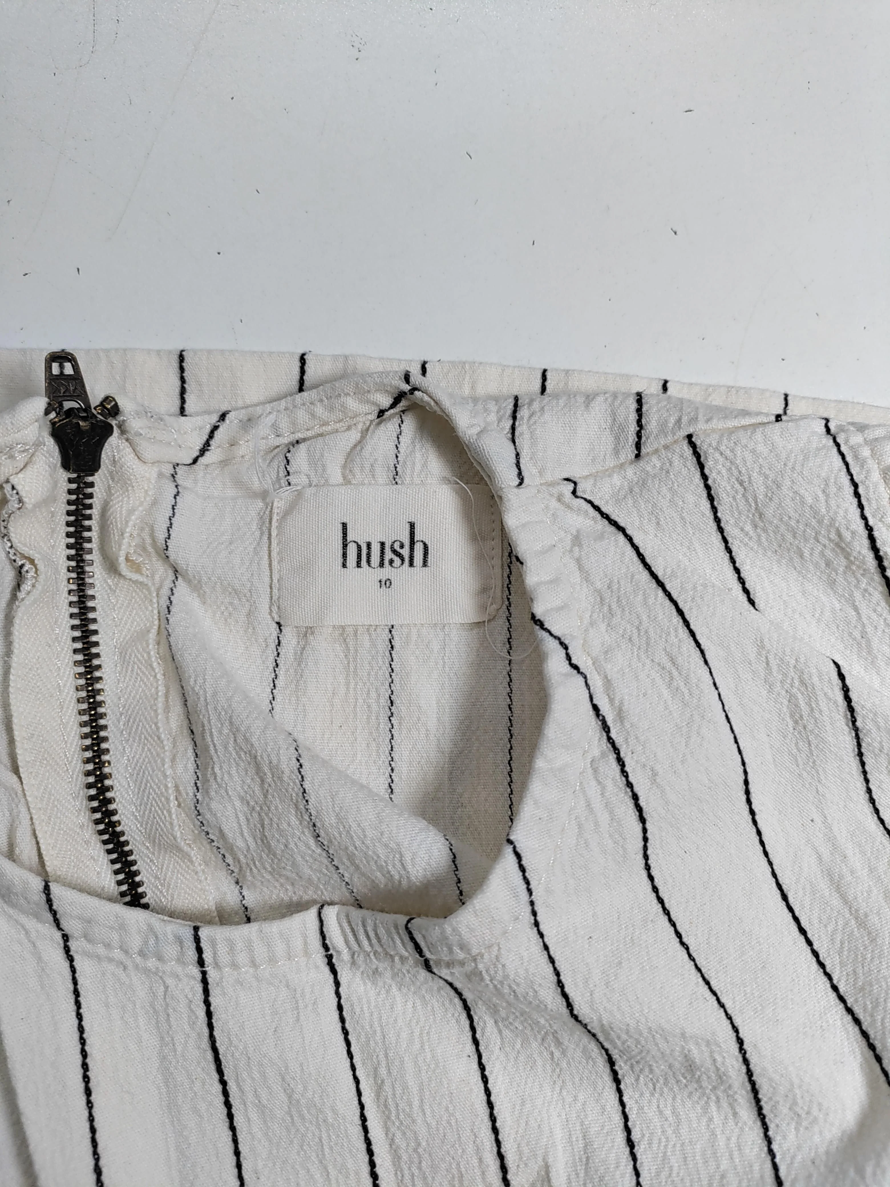 Hush Women's Top UK 10 White Striped 100% Other Sleeveless Round Neck Basic - Image 5