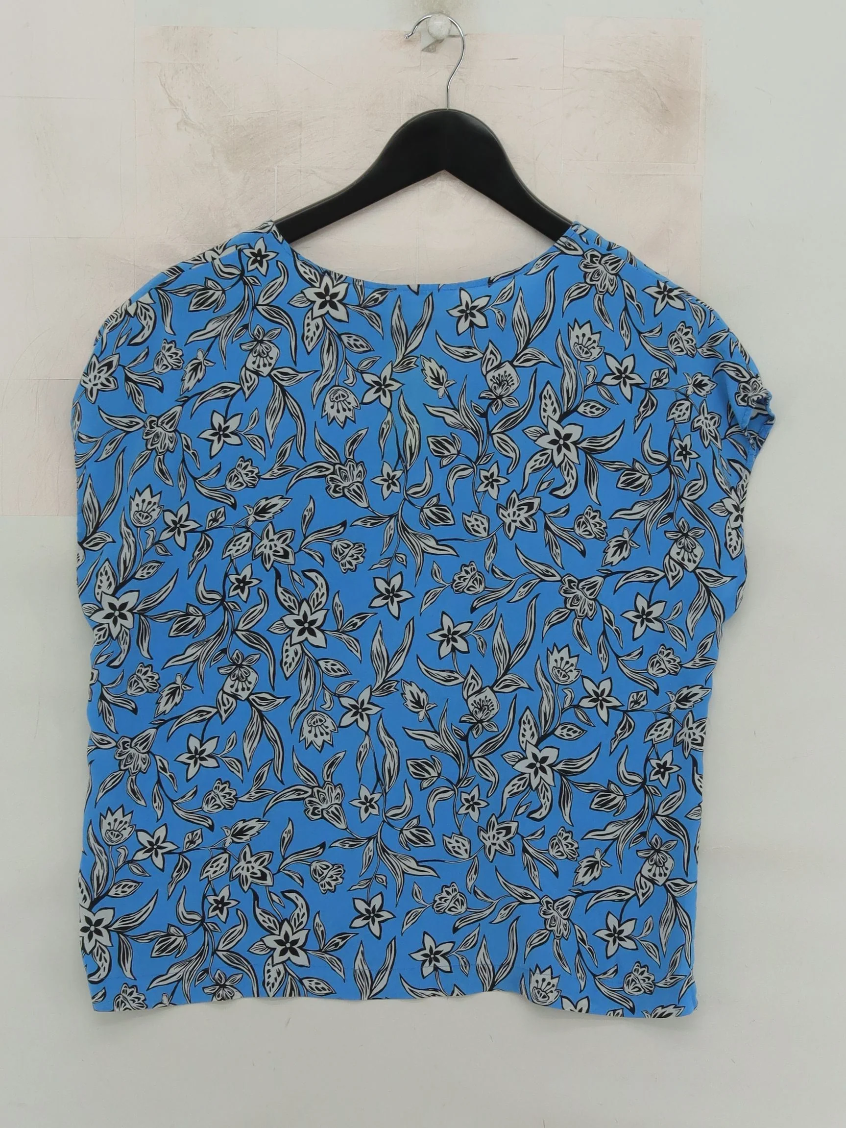 Hush Women's Top UK 12 Blue Floral 100% Other Short Sleeve Round Neck Basic - Image 2
