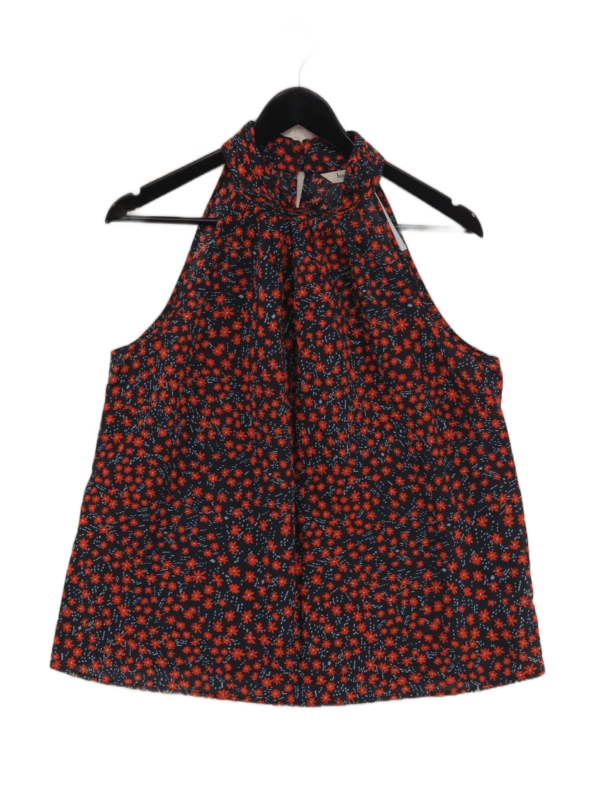 Hush Women's Top UK 12 Multi Floral 100% Cotton Sleeveless High Neck Basic