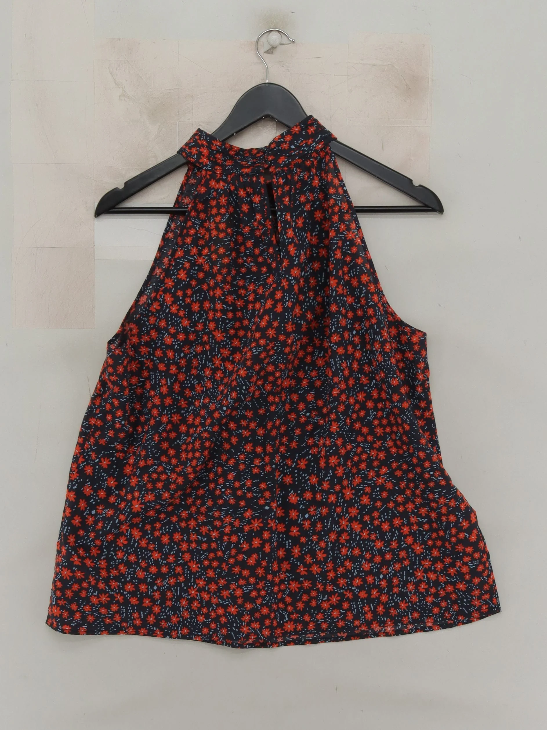 Hush Women's Top UK 12 Multi Floral 100% Cotton Sleeveless High Neck Basic - Image 2