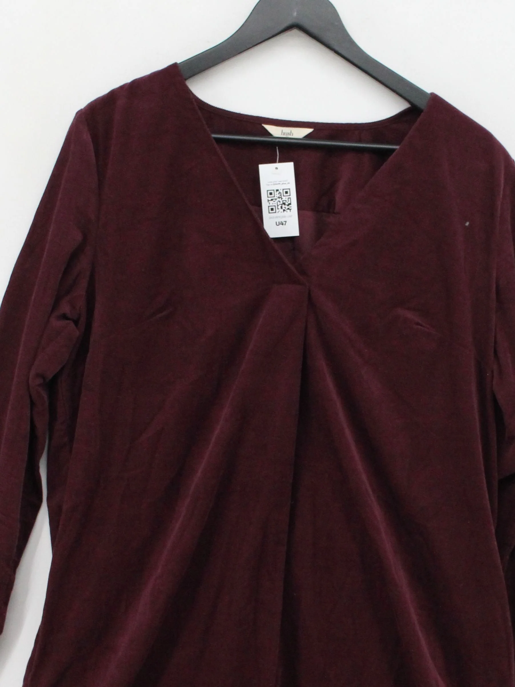 Hush Women's Top UK 12 Red 100% Cotton 3/4 Sleeve V-Neck Tunic - Image 3
