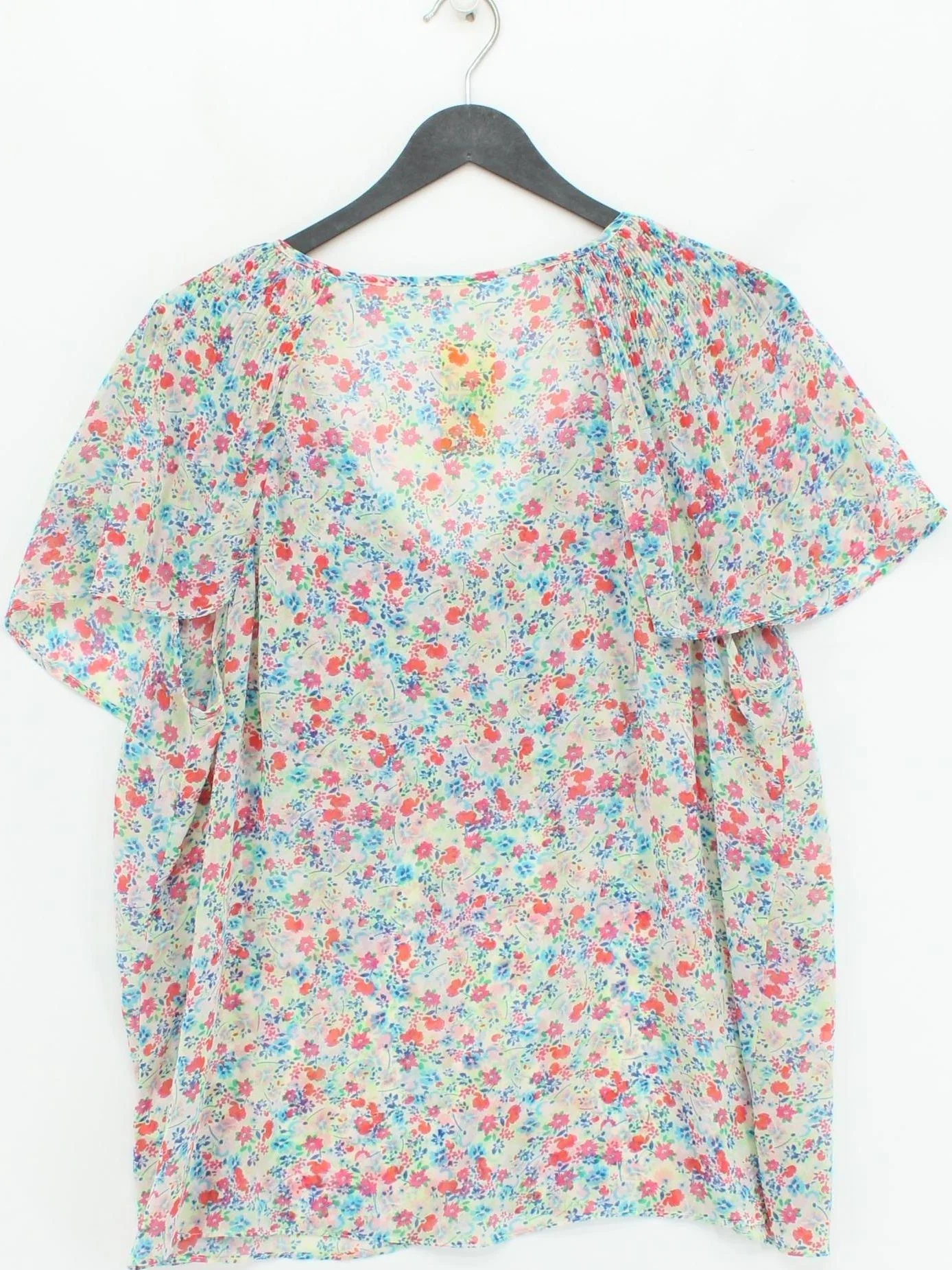 Hush Women's Top UK 16 Multi Floral 100% Polyester Short Sleeve V-Neck Basic - Image 2