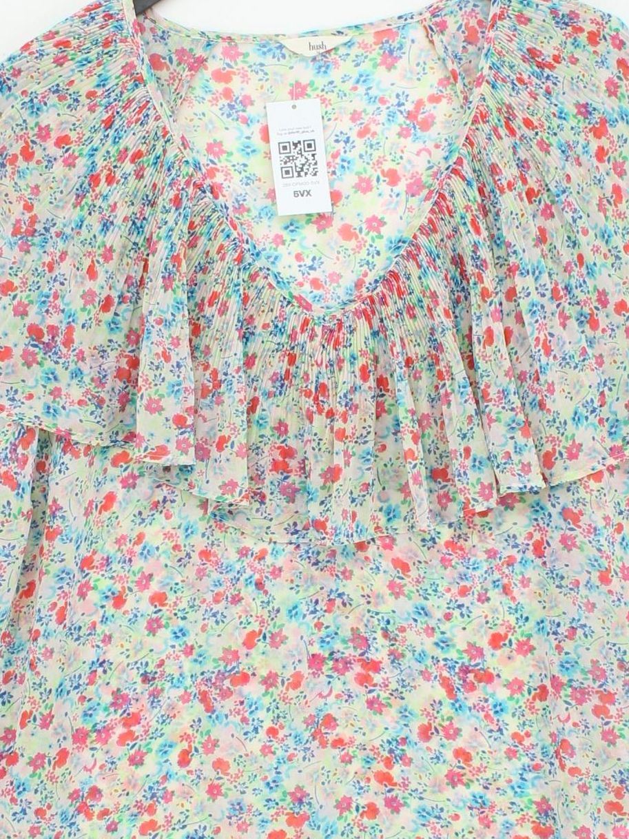 Hush Women's Top UK 16 Multi Floral 100% Polyester Short Sleeve V-Neck Basic - Image 3