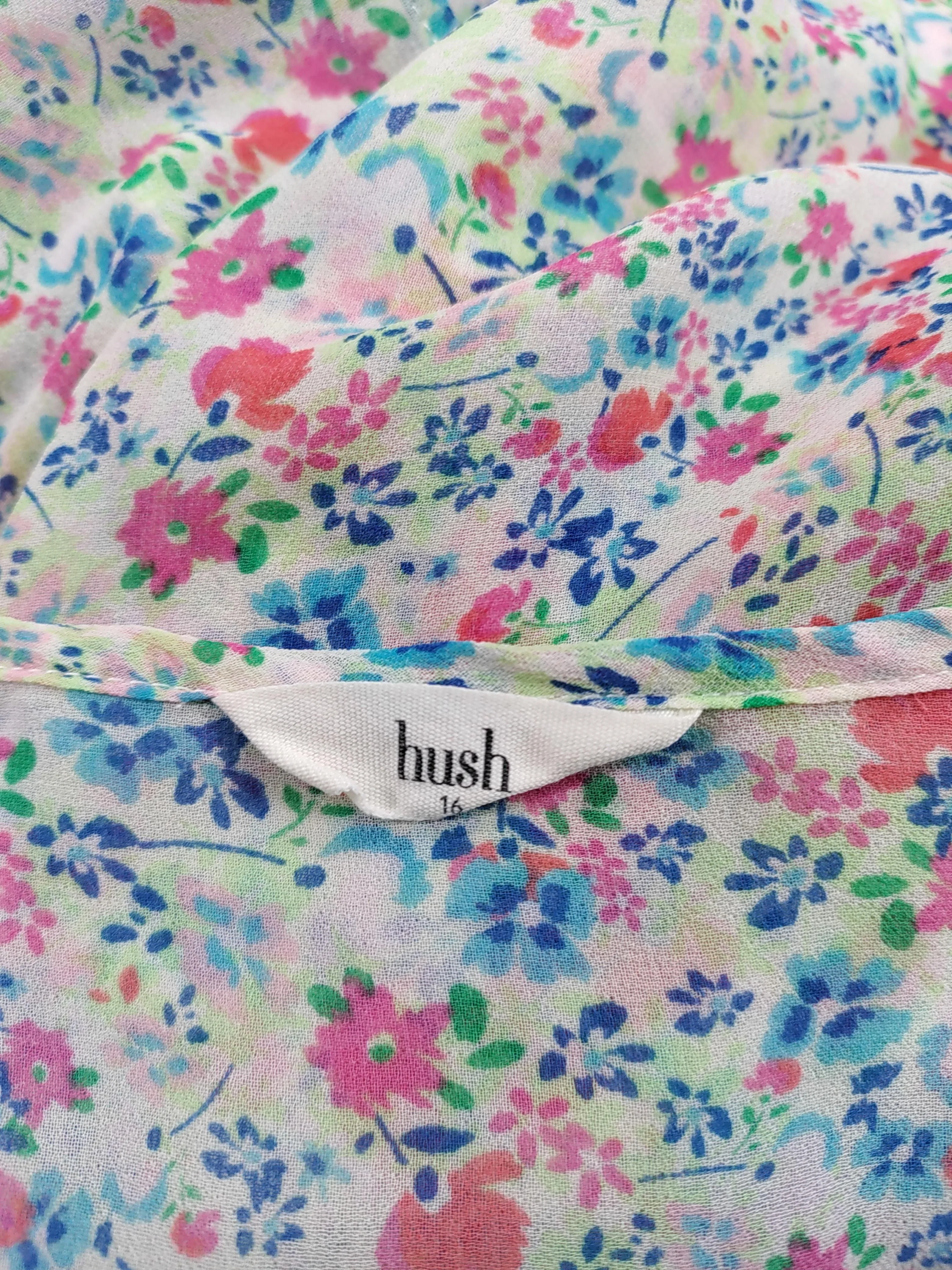 Hush Women's Top UK 16 Multi Floral 100% Polyester Short Sleeve V-Neck Basic - Image 5