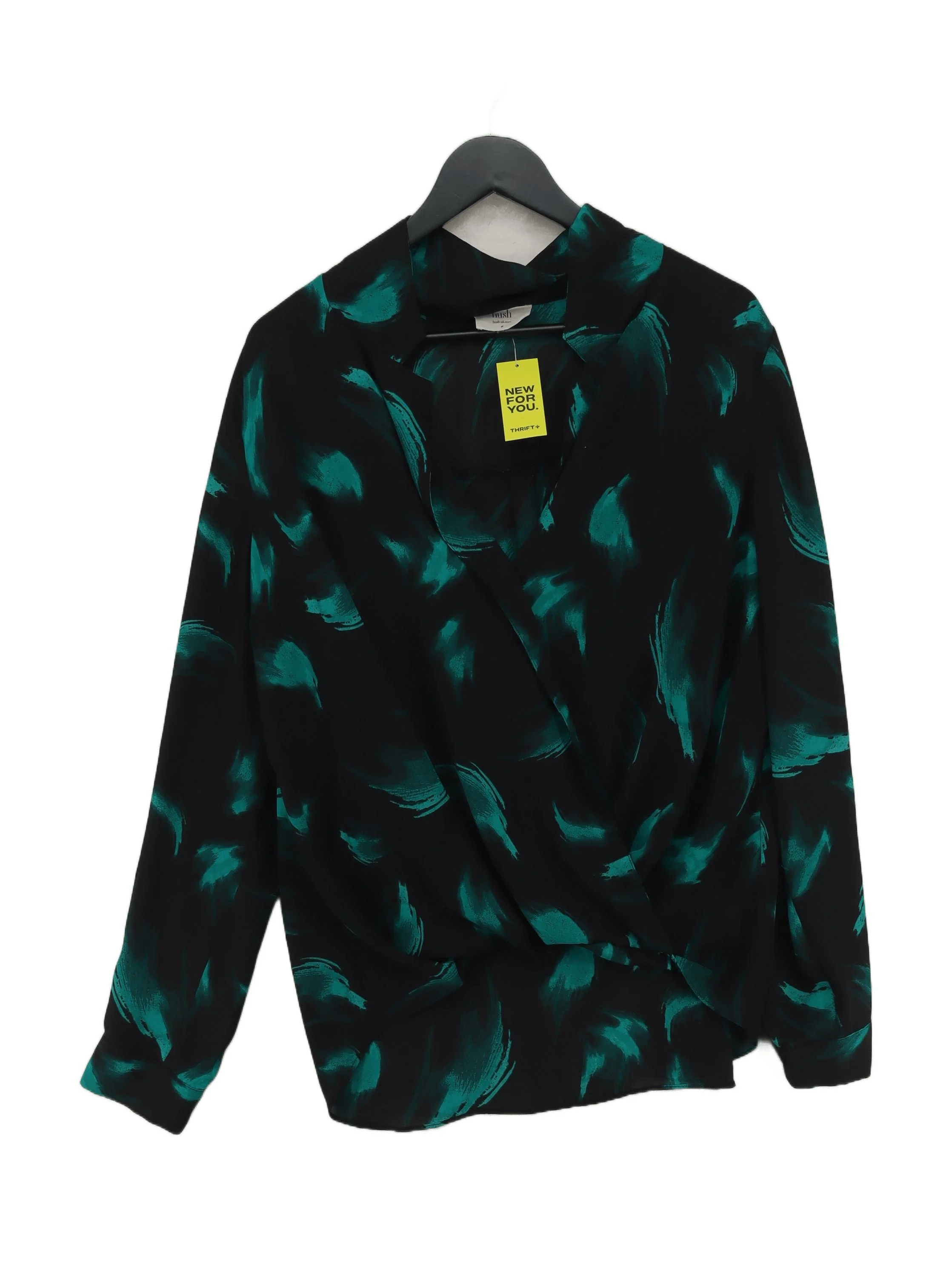 Hush Women's Top XL Black 100% Polyester Long Sleeve V-Neck Basic