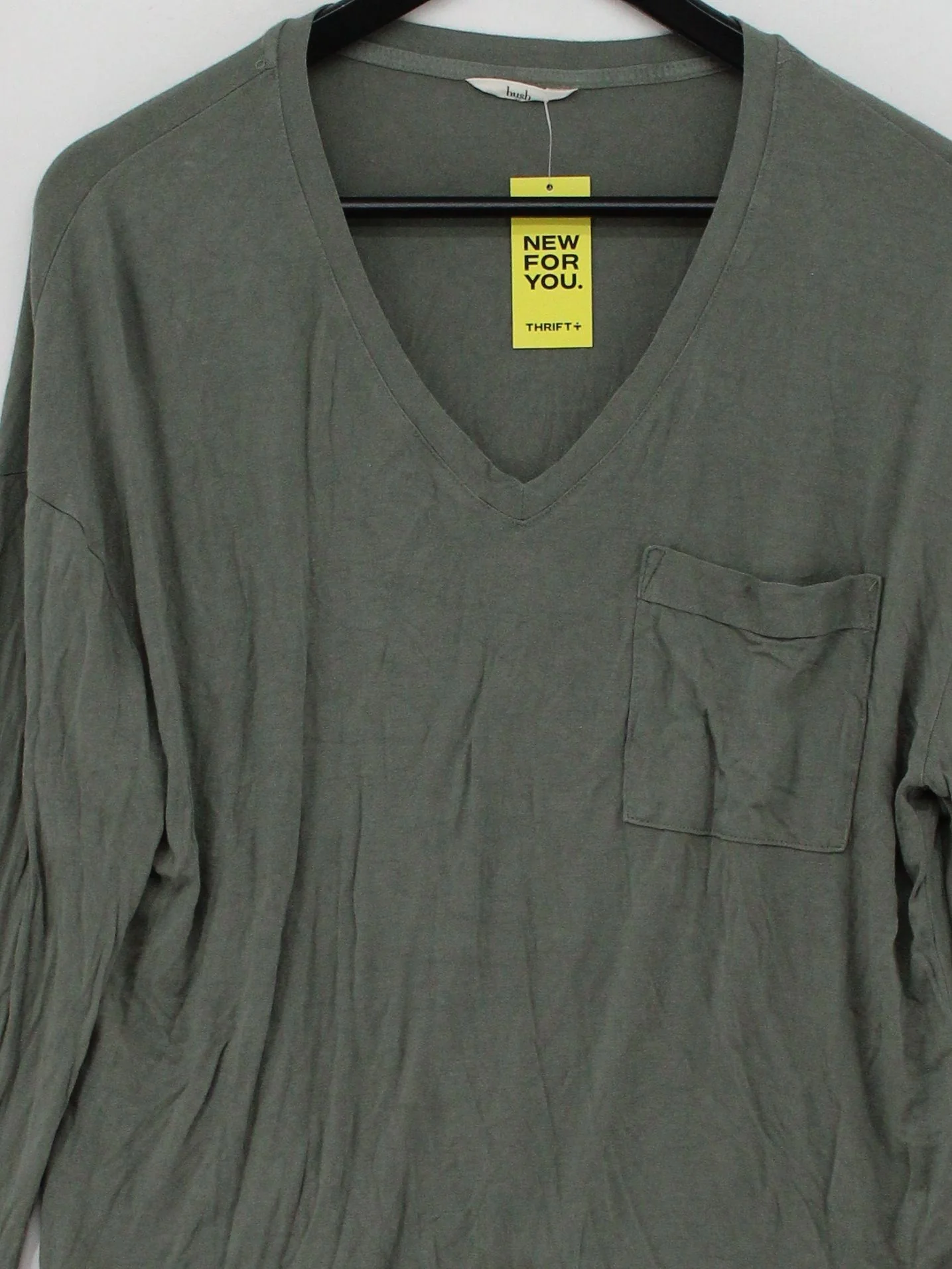 Hush Women's Top XS Green Lyocell Modal with Elastane Long Sleeve V-Neck Basic - Image 3