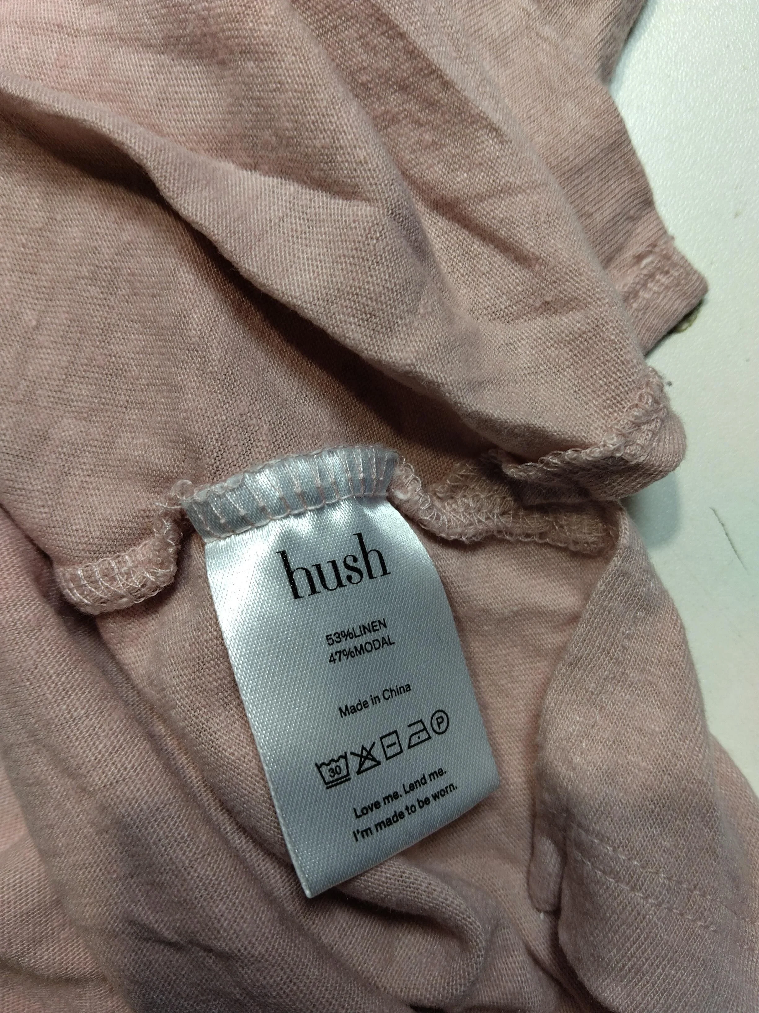 Hush Women's Top XS Pink Linen with Lyocell Modal 3/4 Sleeve V-Neck Basic - Image 6