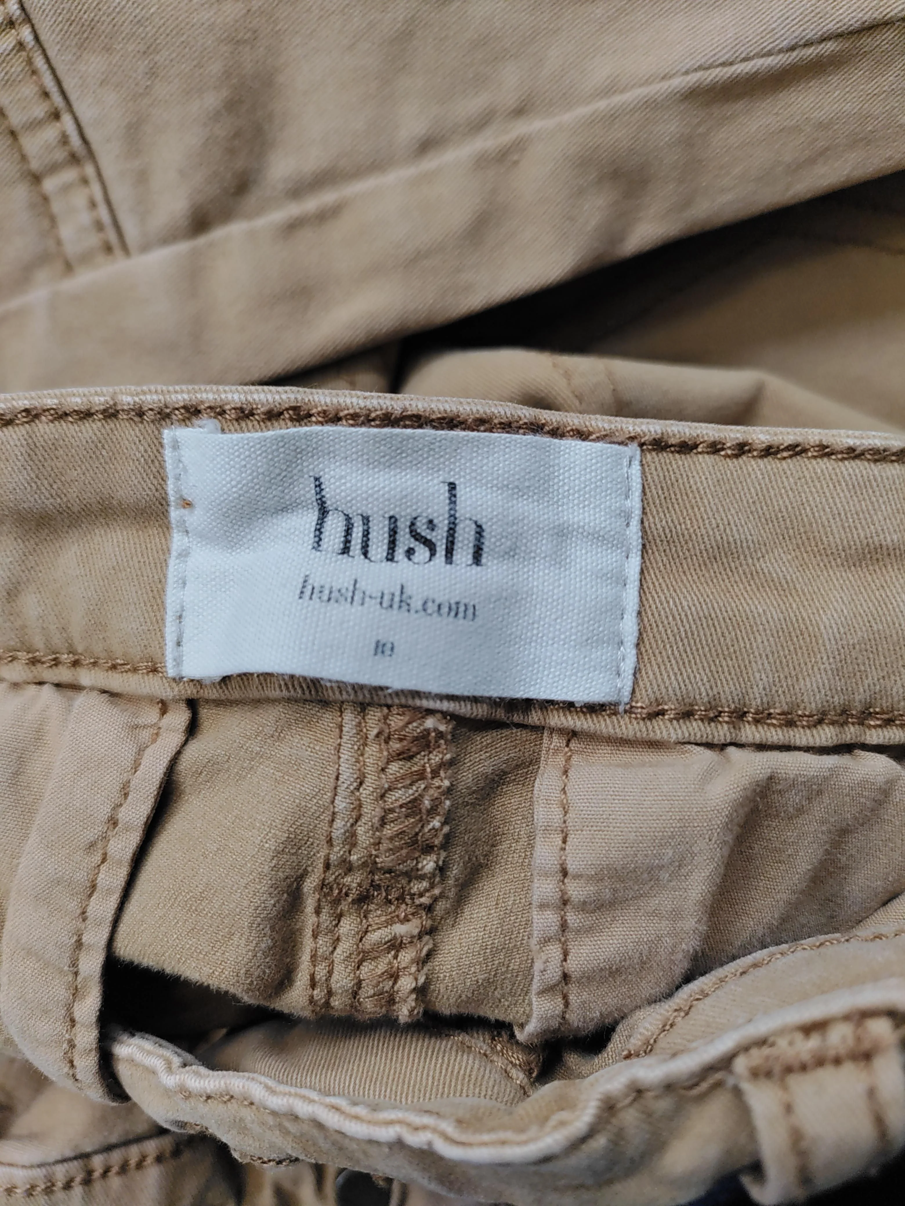 Hush Women's Trousers S Tan Cotton with Elastane Wide-Leg Cropped - Image 5