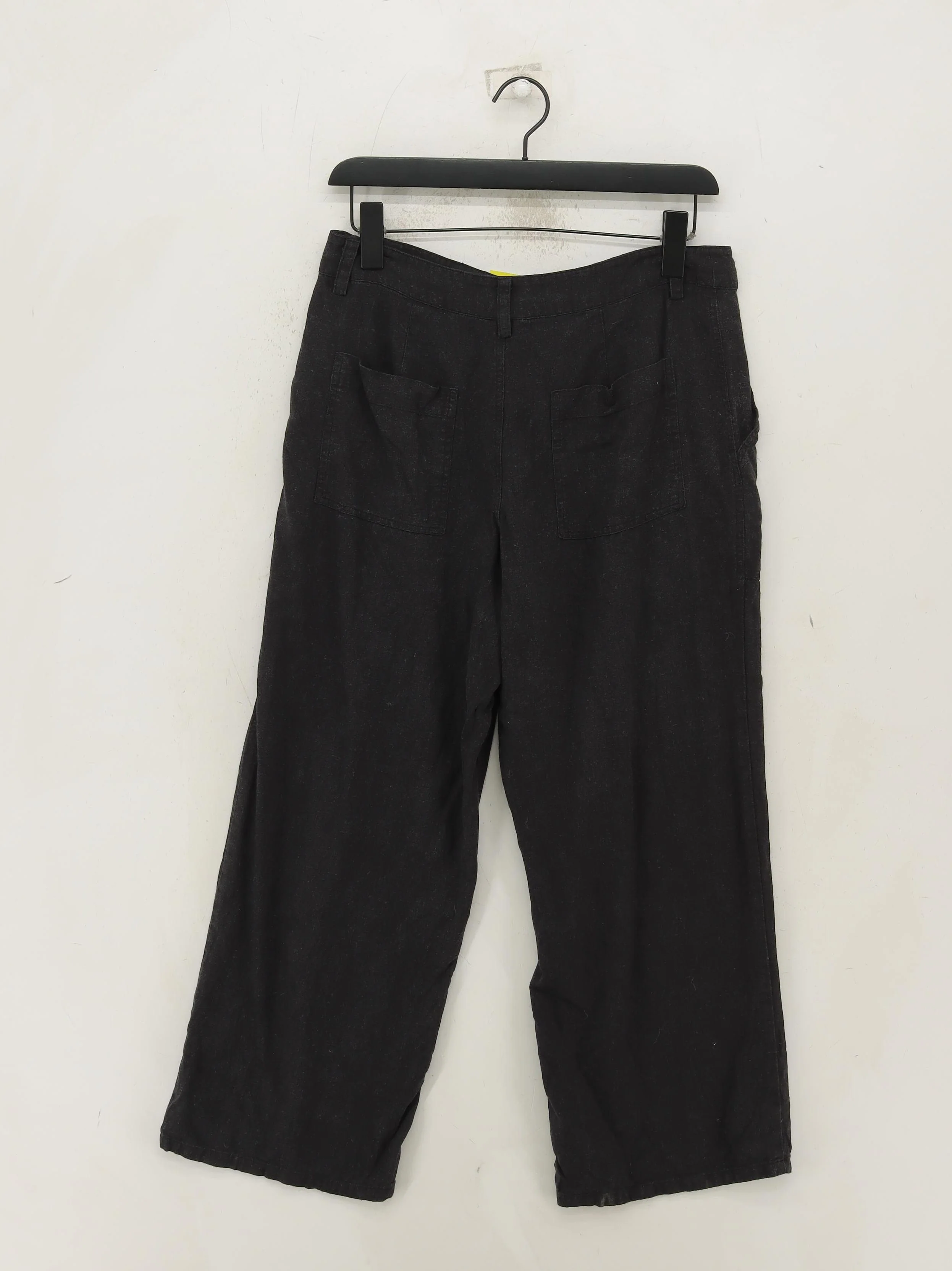Hush Women's Trousers UK 10 Black Linen with Viscose Wide-Leg Cropped - Image 2